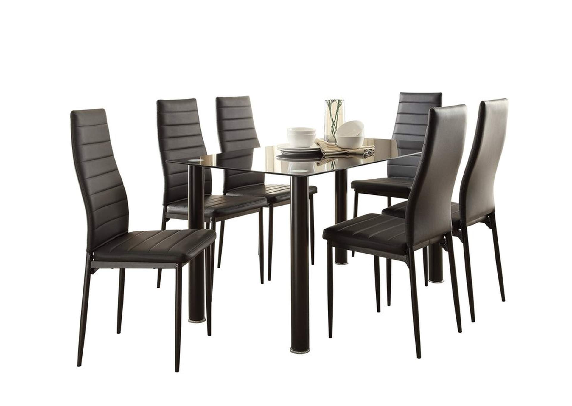 Black Side Chair, Black P/U,Homelegance