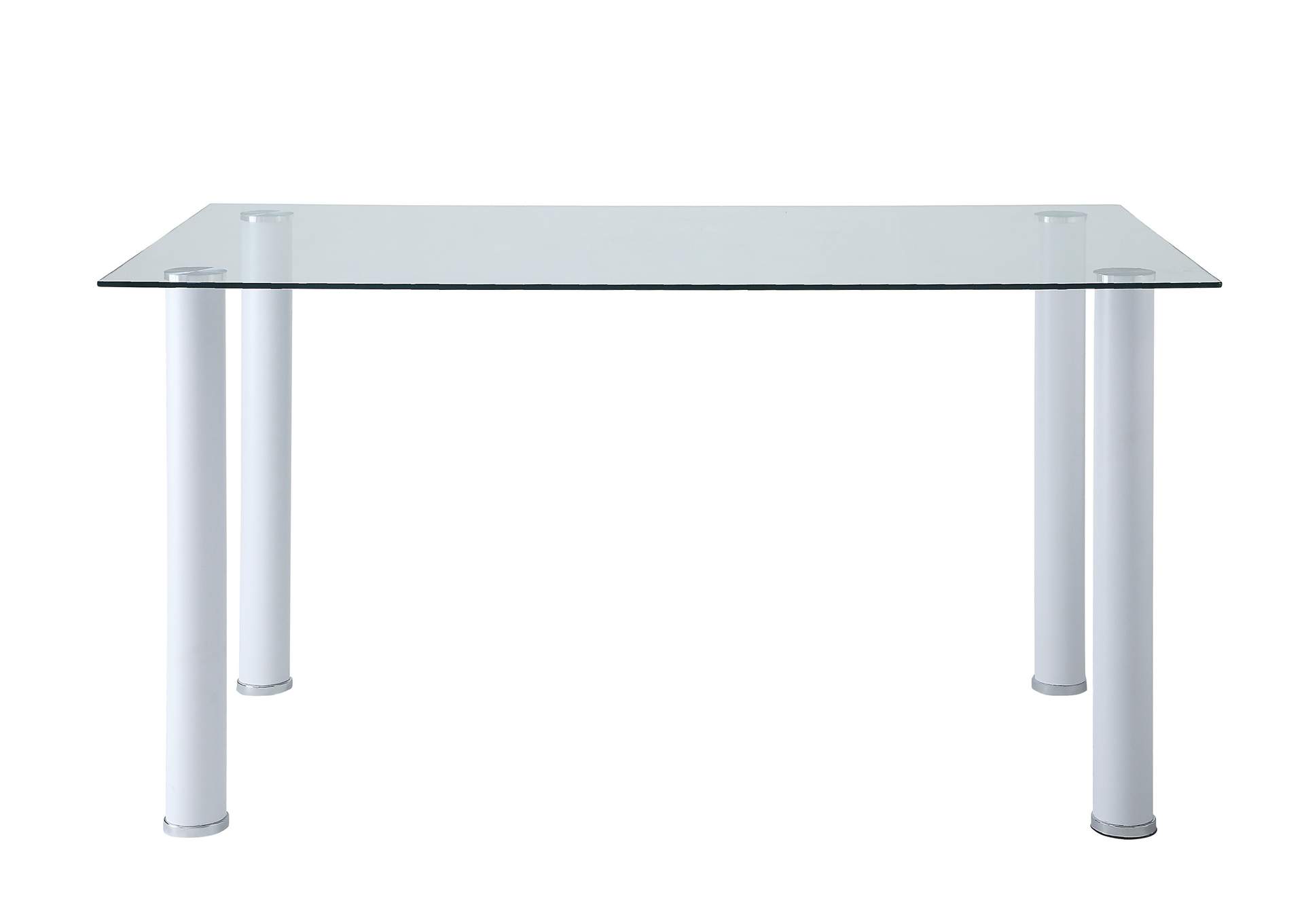 Florian White Dining Table Glass Top,Homelegance