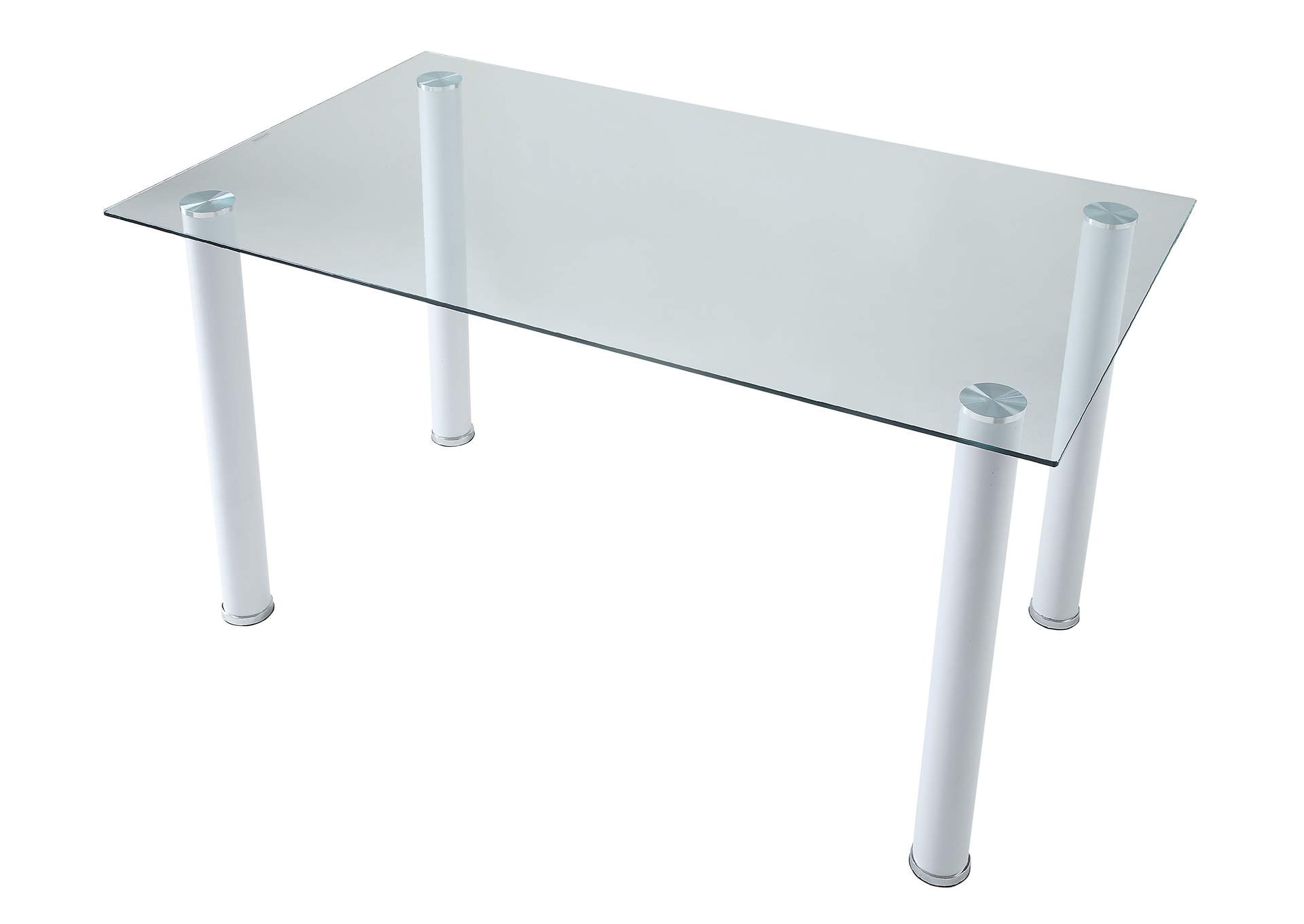 Florian White Dining Table Glass Top,Homelegance