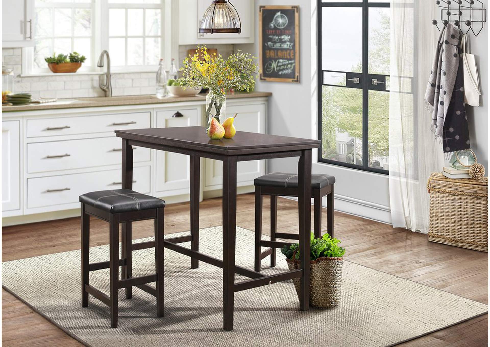 3 Piece Counter Height Dining Set,Homelegance