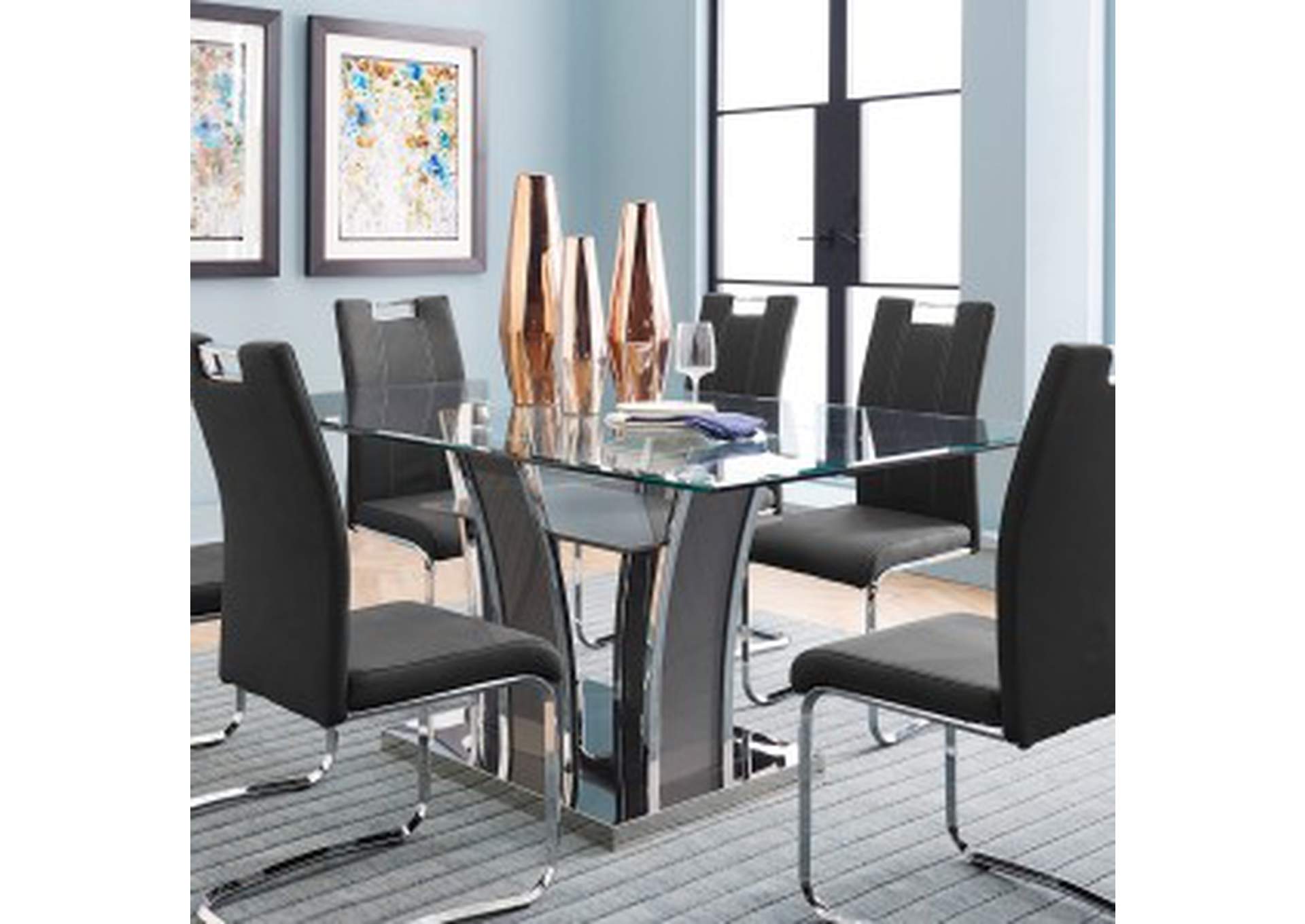 Betmar Dining Table, Glass Top,Homelegance