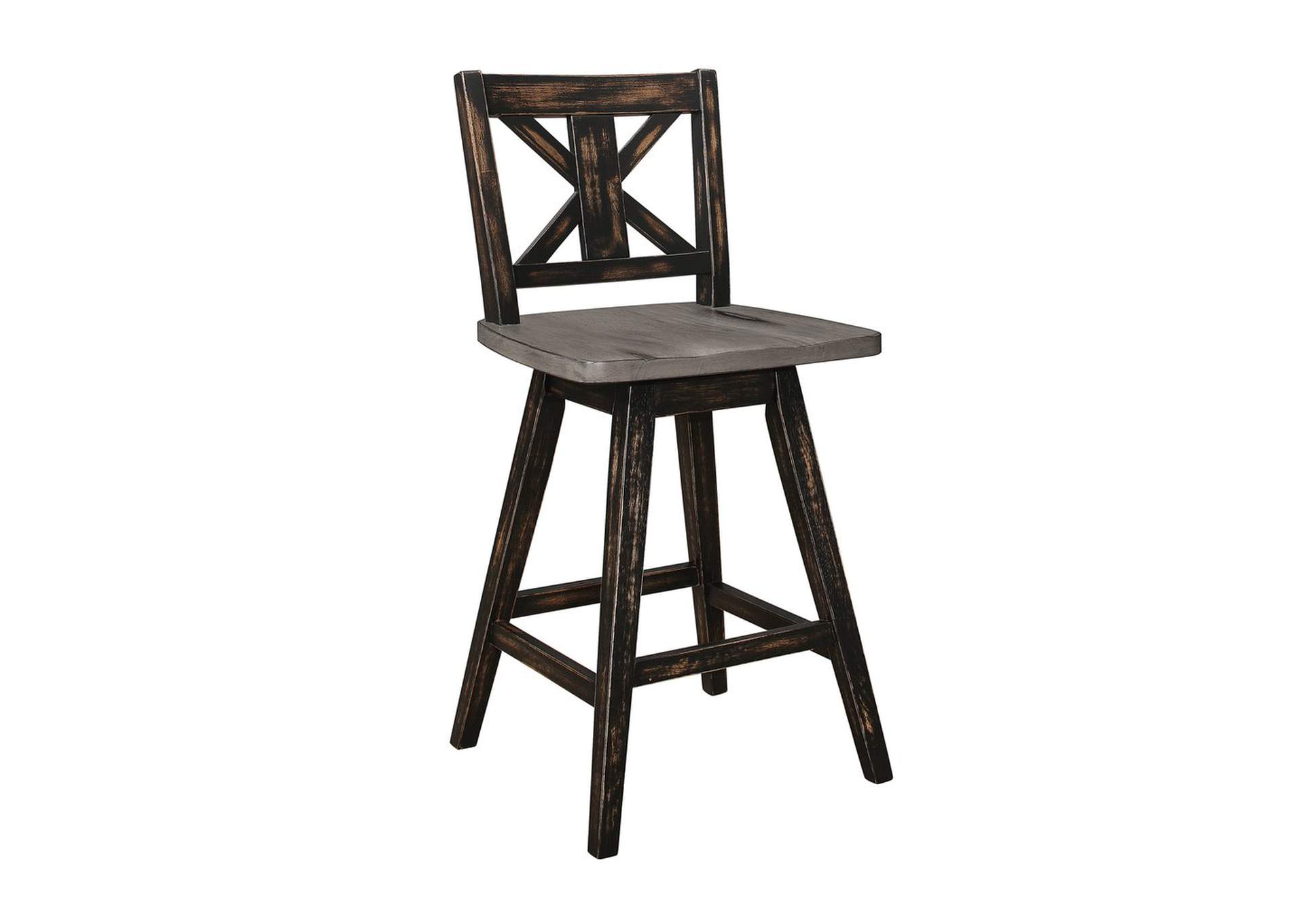 Black Dining Chair,Ant.Gray Sand Thru+Antq Black Swivel,Homelegance