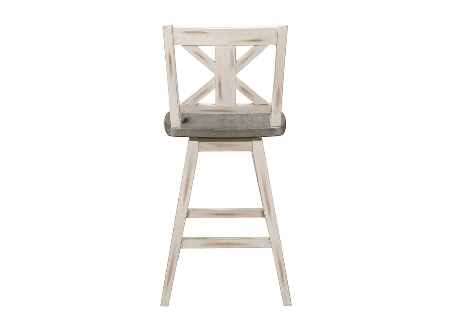 Amsonia Swivel Counter Height Chair, White,Homelegance