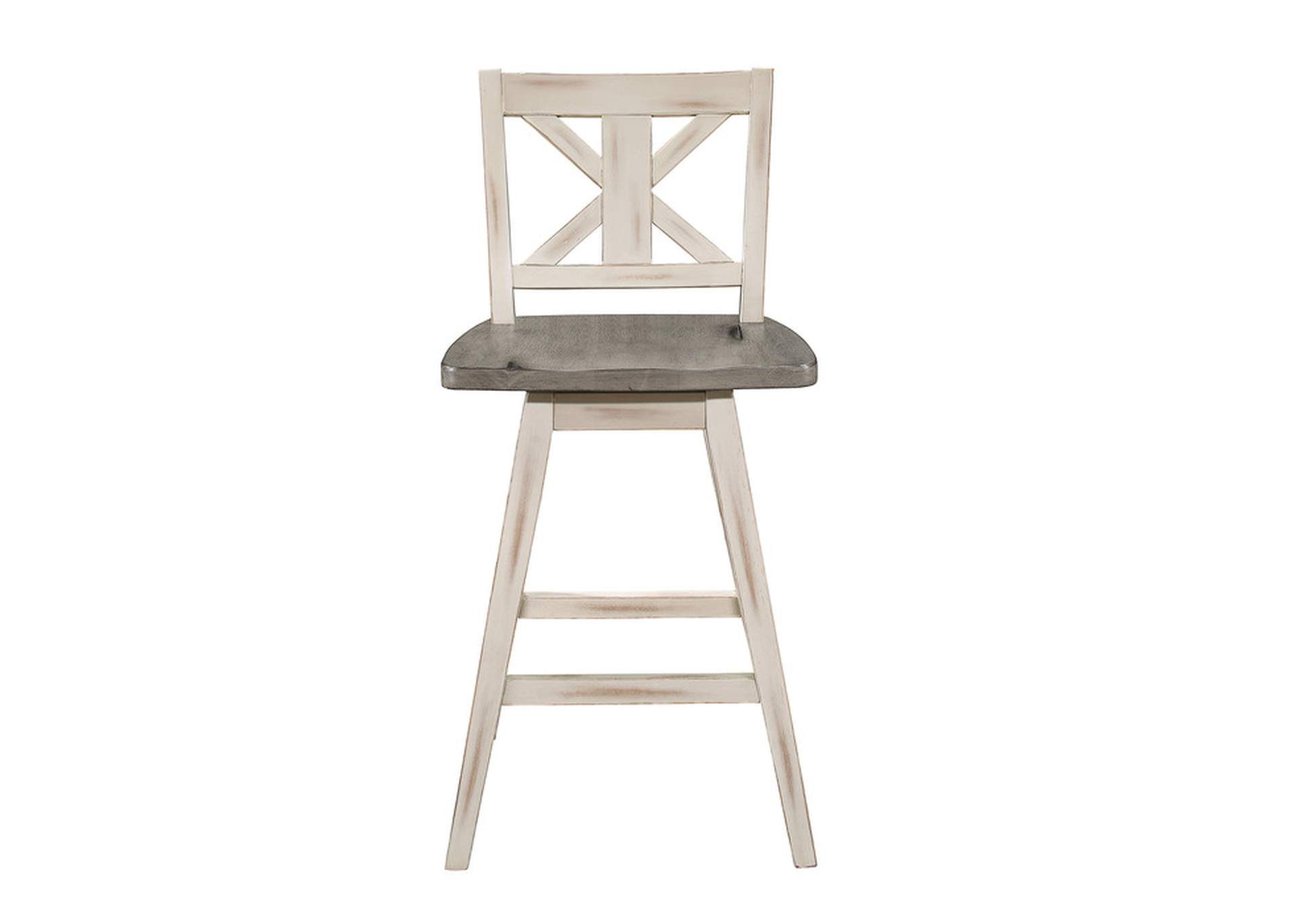 Amsonia Swivel Counter Height Chair, White,Homelegance