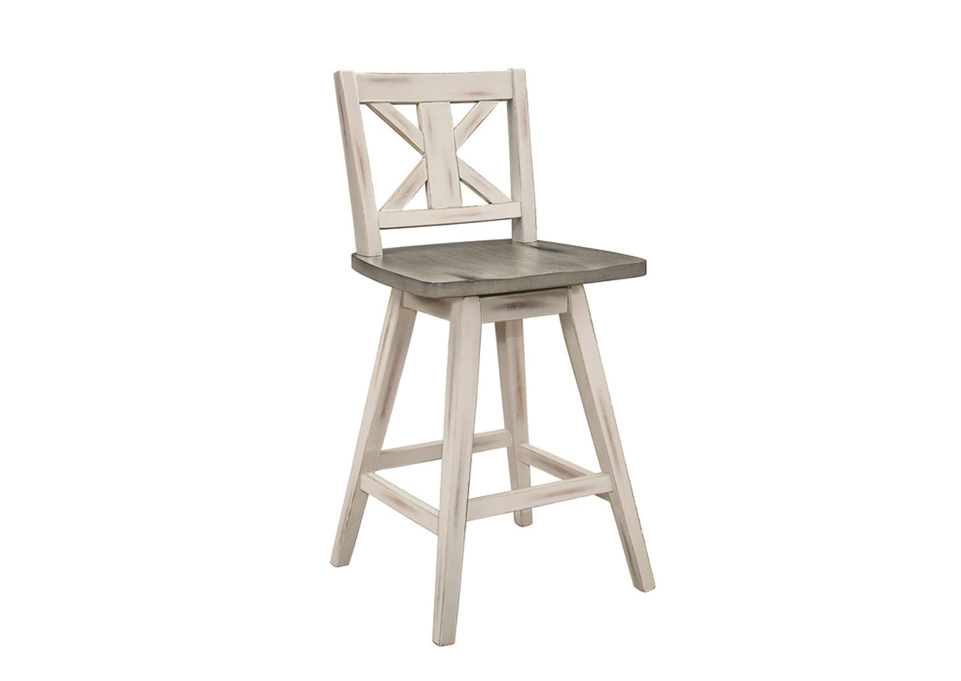 Amsonia Swivel Counter Height Chair, White,Homelegance