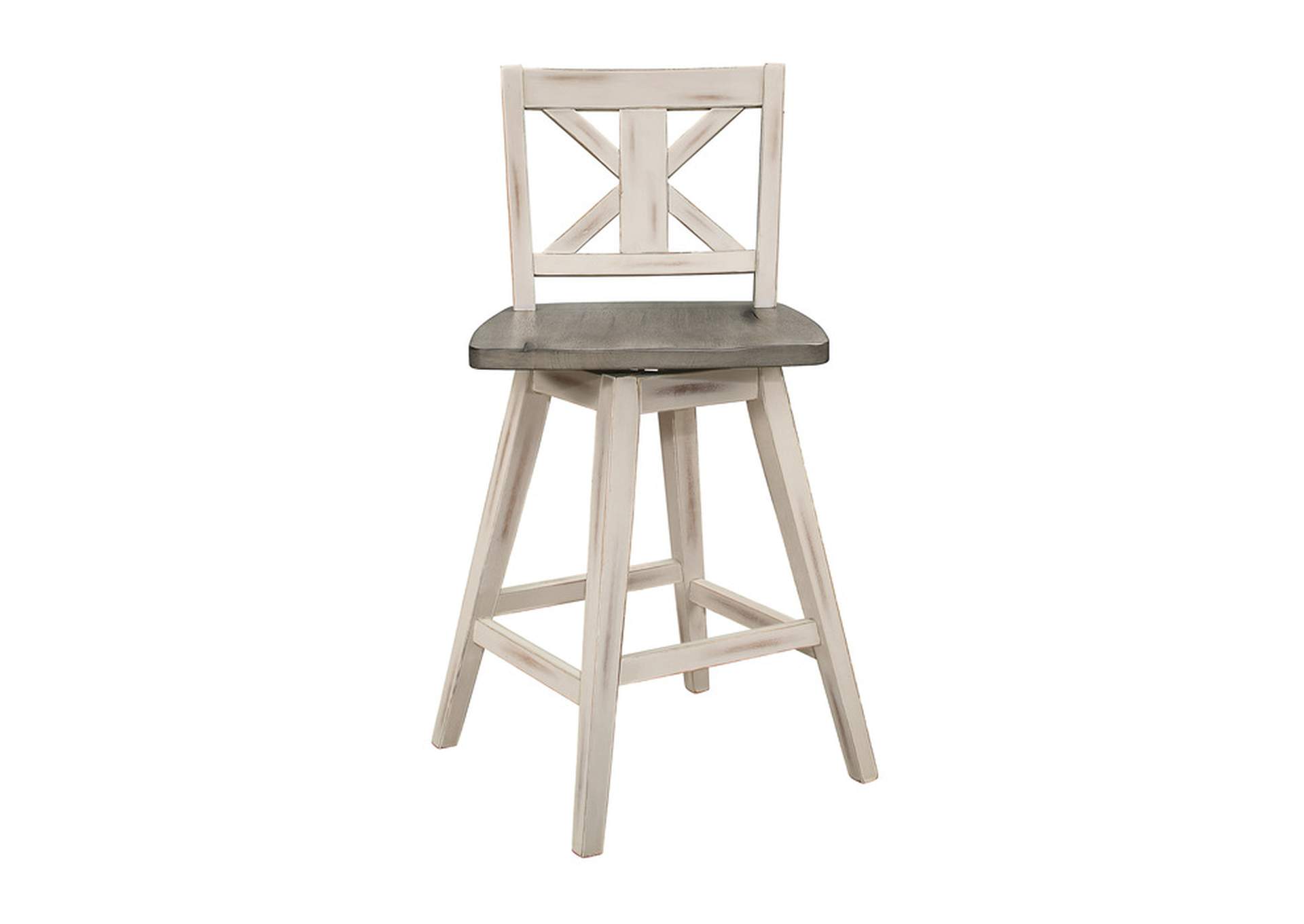 Amsonia Swivel Counter Height Chair, White,Homelegance