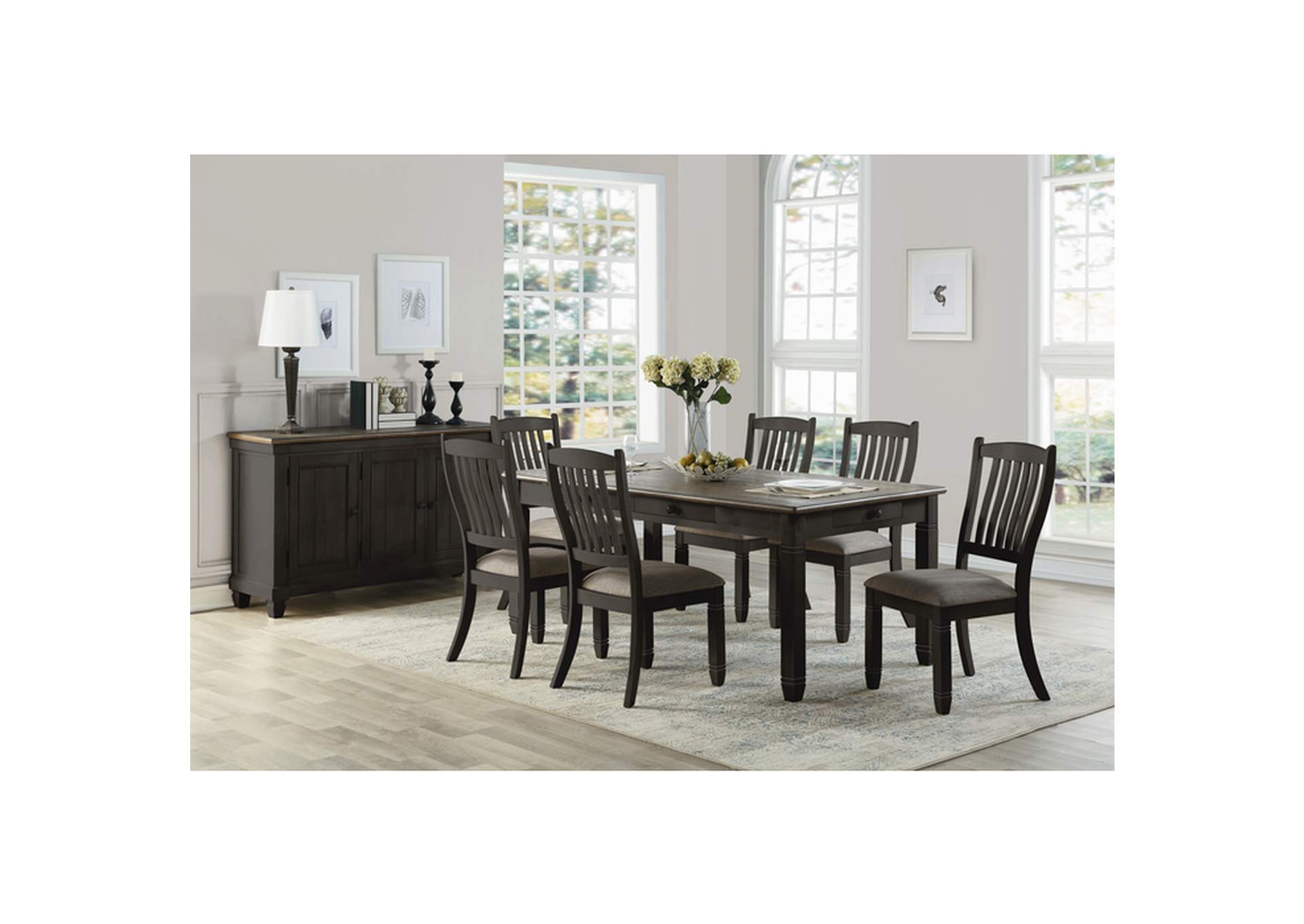 Black Finish Server, Oak Veneer, Black Finish,Homelegance