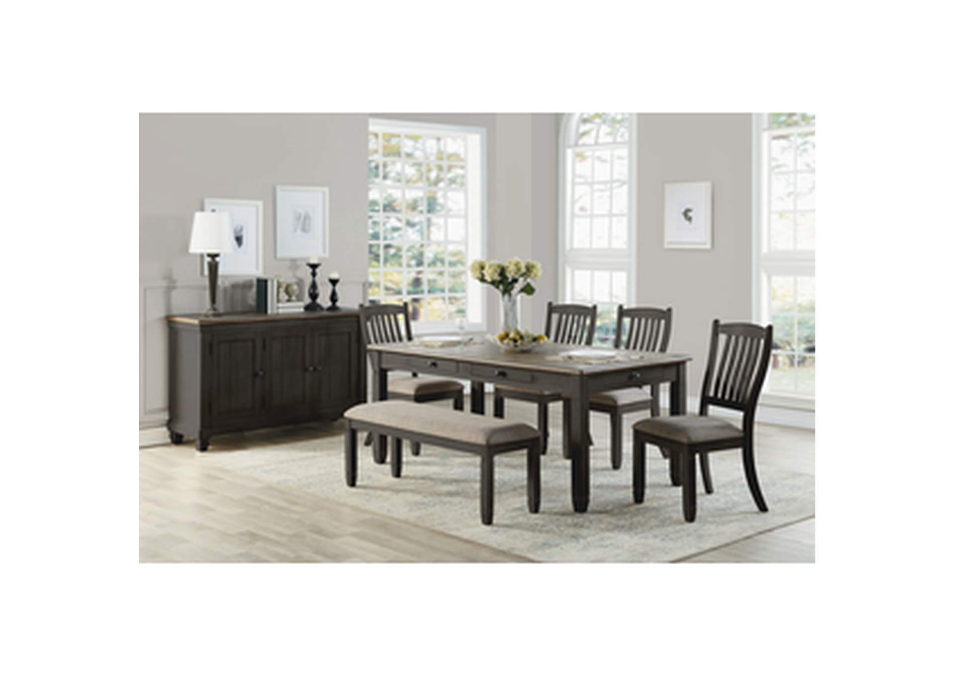 Black Finish Side Chair W/Fabric Cushion Seat, Black Finish,Homelegance