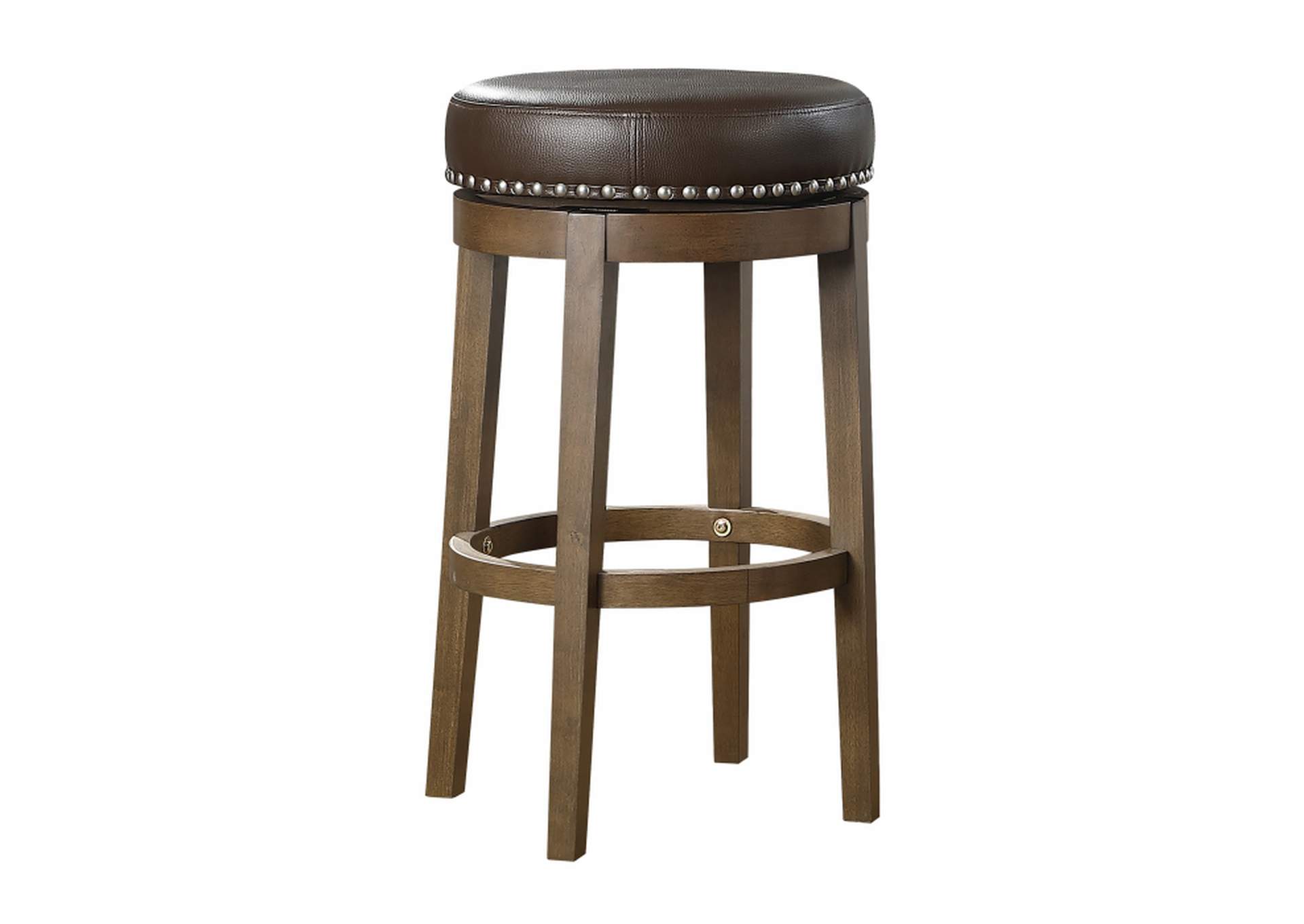 Westby Round Swivel Pub Height Stool, Brown,Homelegance