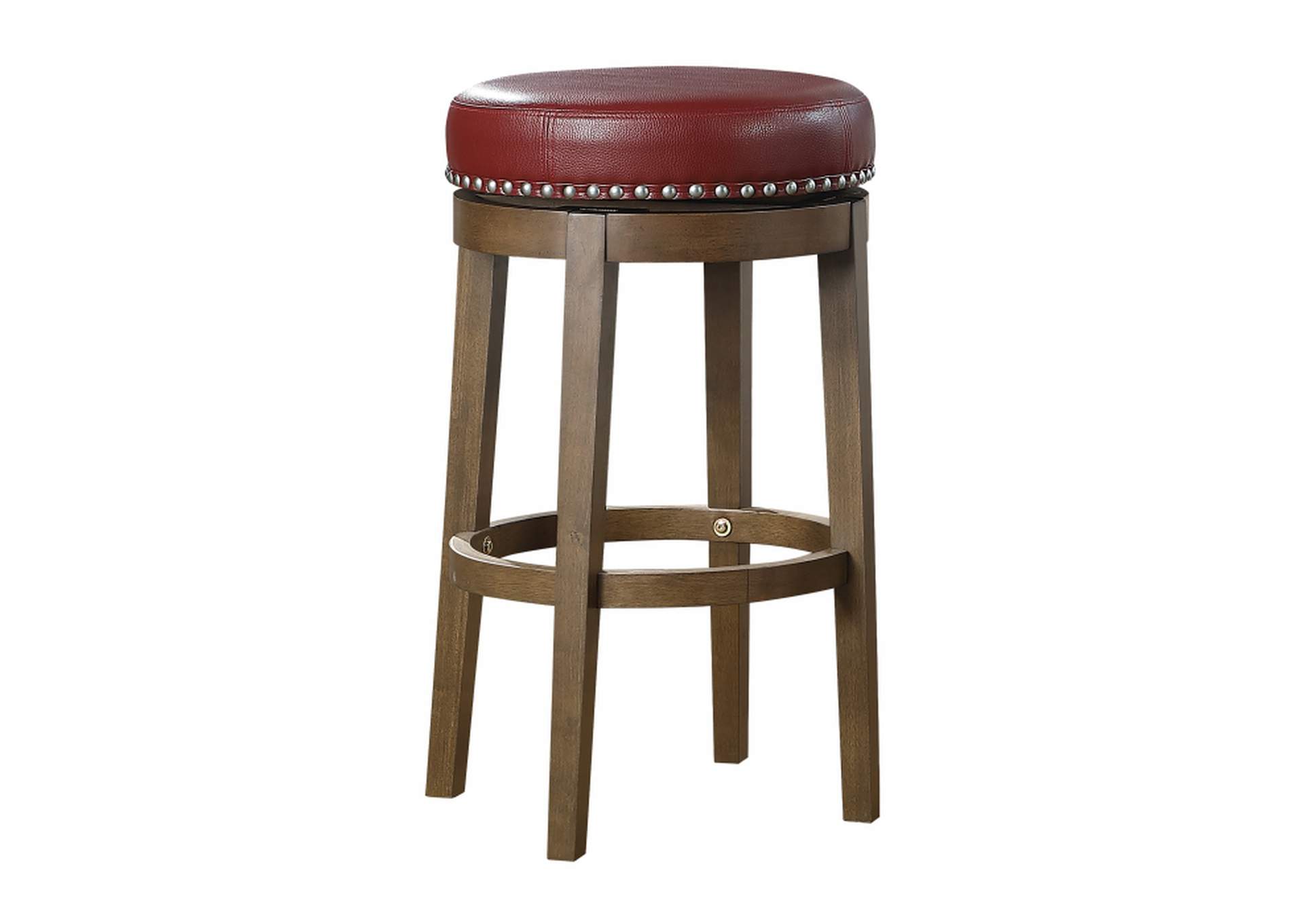 Westby Round Swivel Pub Height Stool, Red,Homelegance