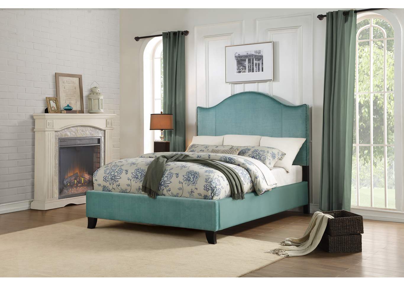 Carlow Teal California King Bed,Homelegance