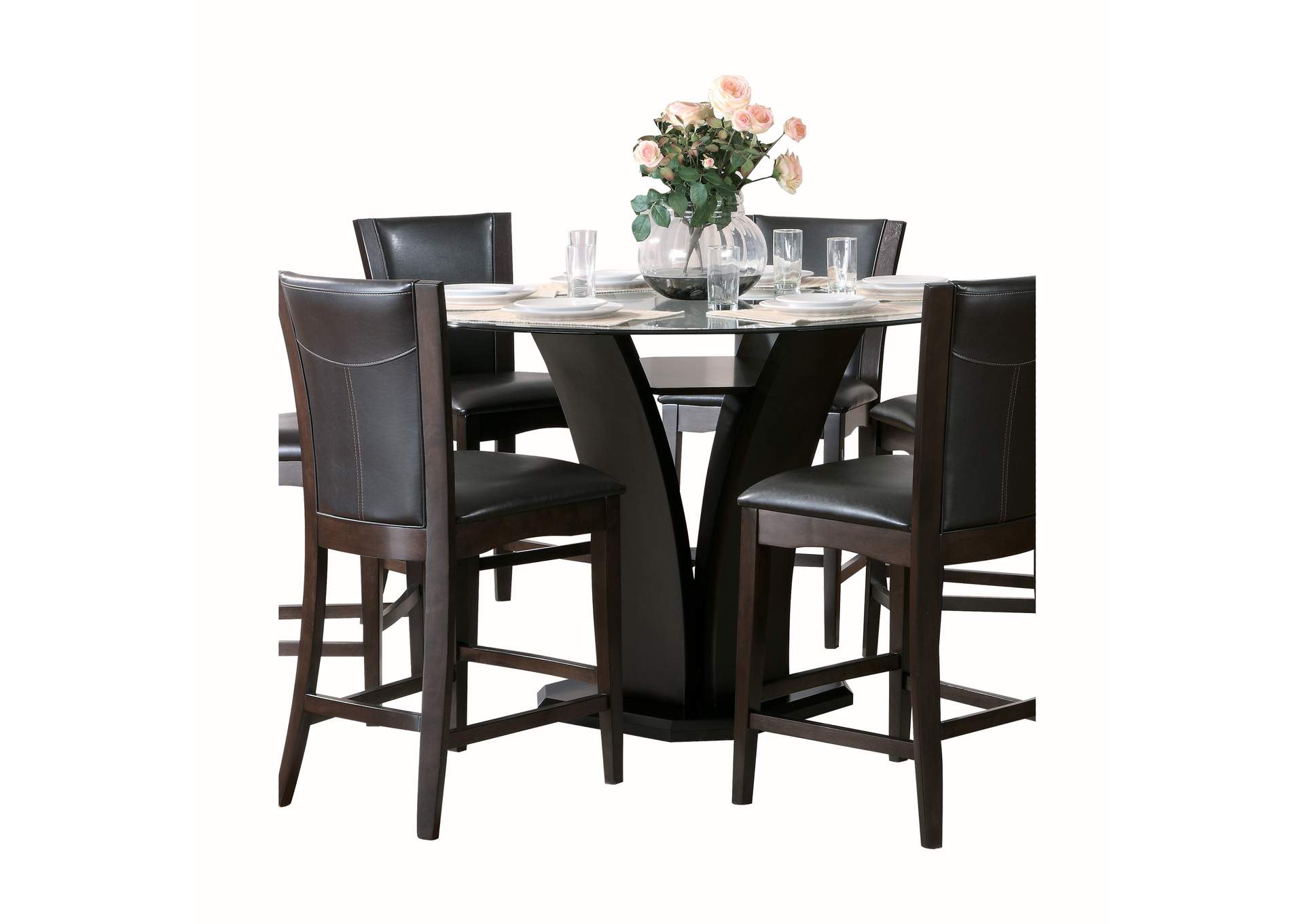 Daisy Brown Round Counter Height Table Glass Top,Homelegance