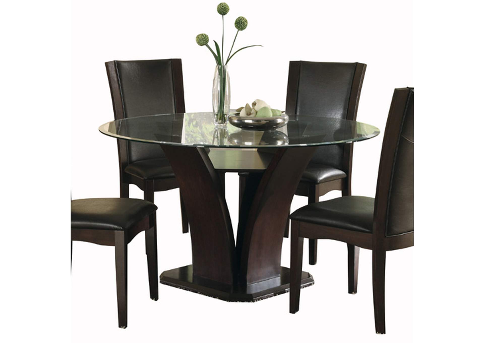 Daisy Brown Round Dining Table Glass Top,Homelegance
