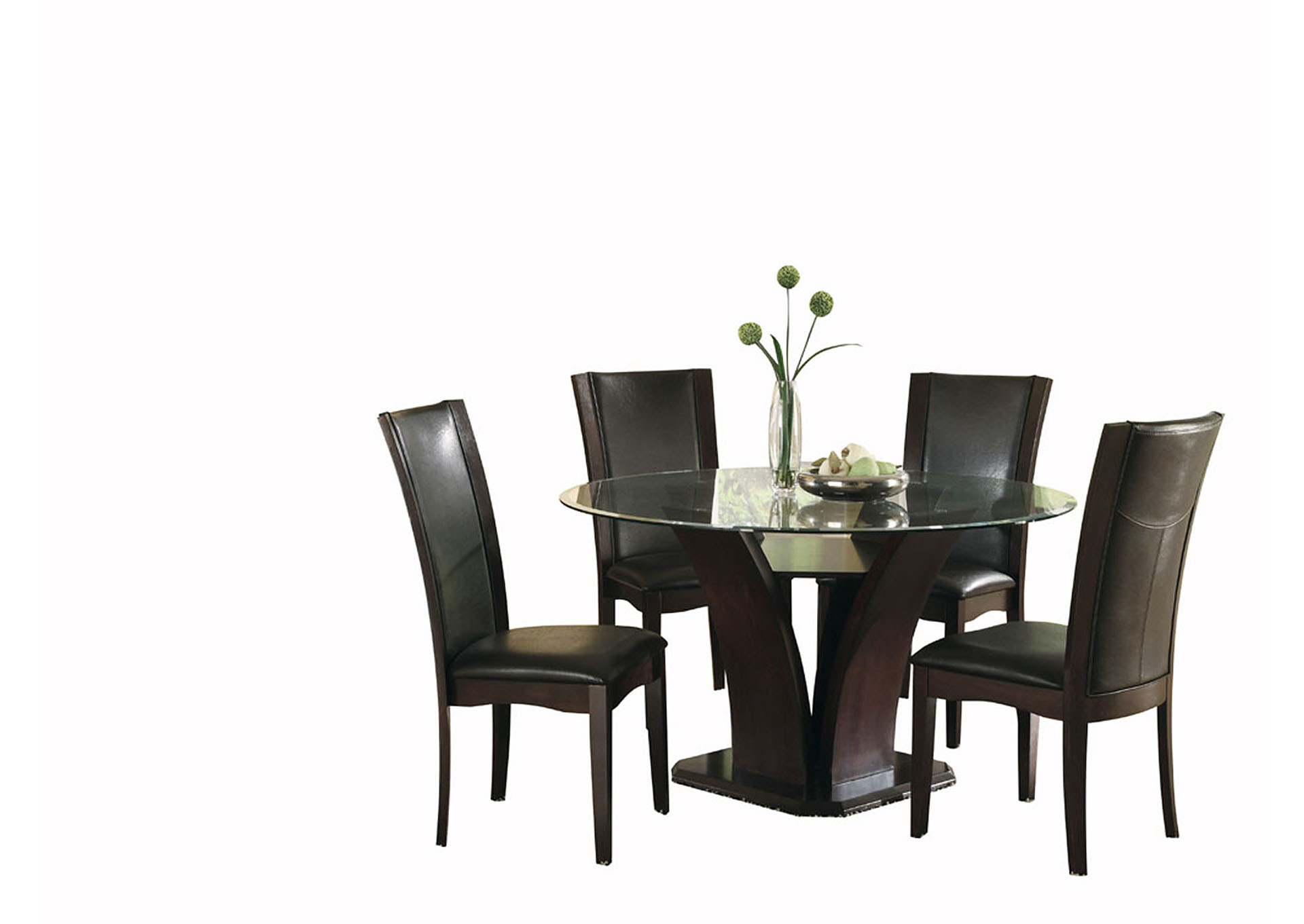 Daisy Brown Round Dining Table Glass Top,Homelegance