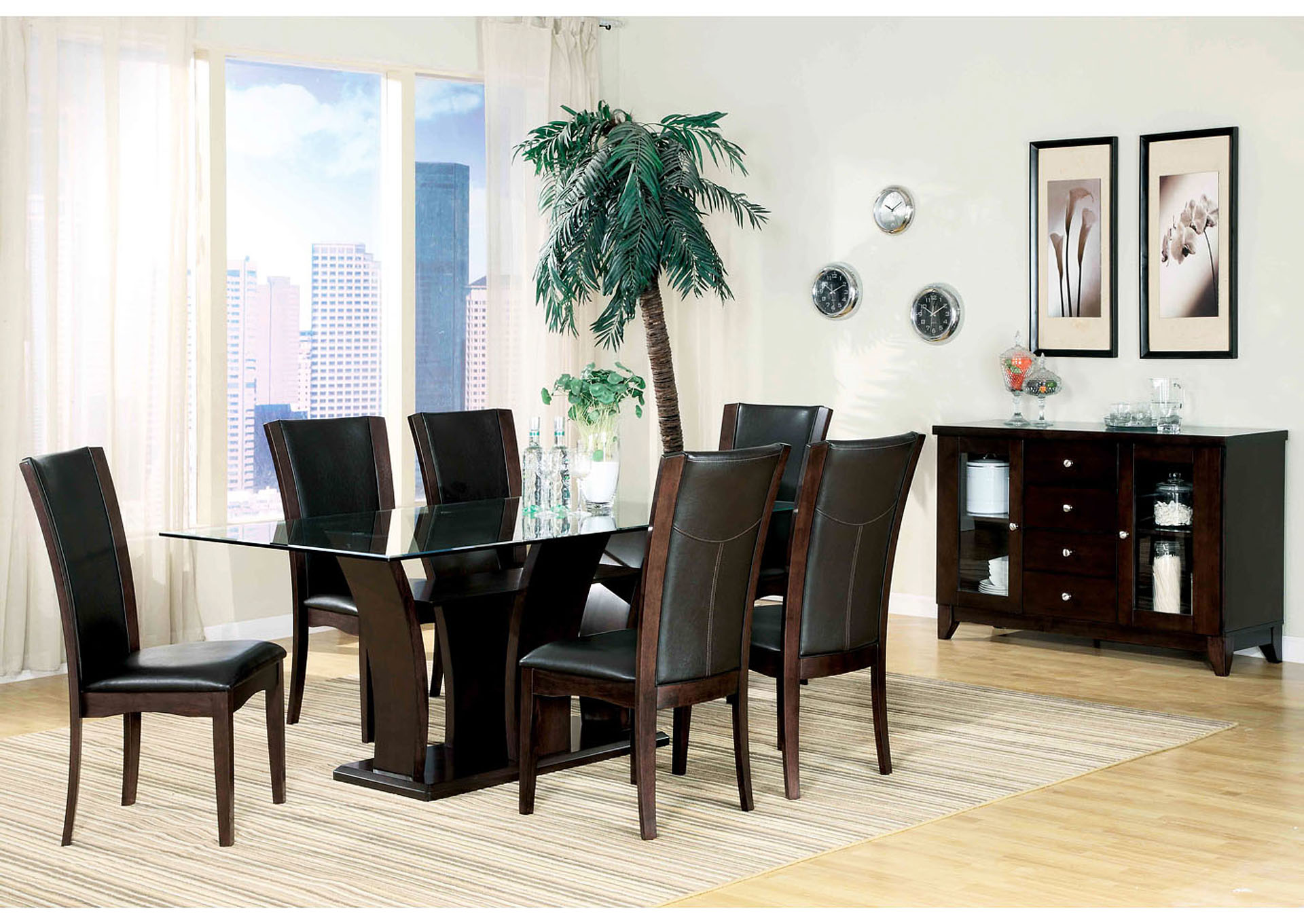 Daisy Black Dining Table Glass Top,Homelegance