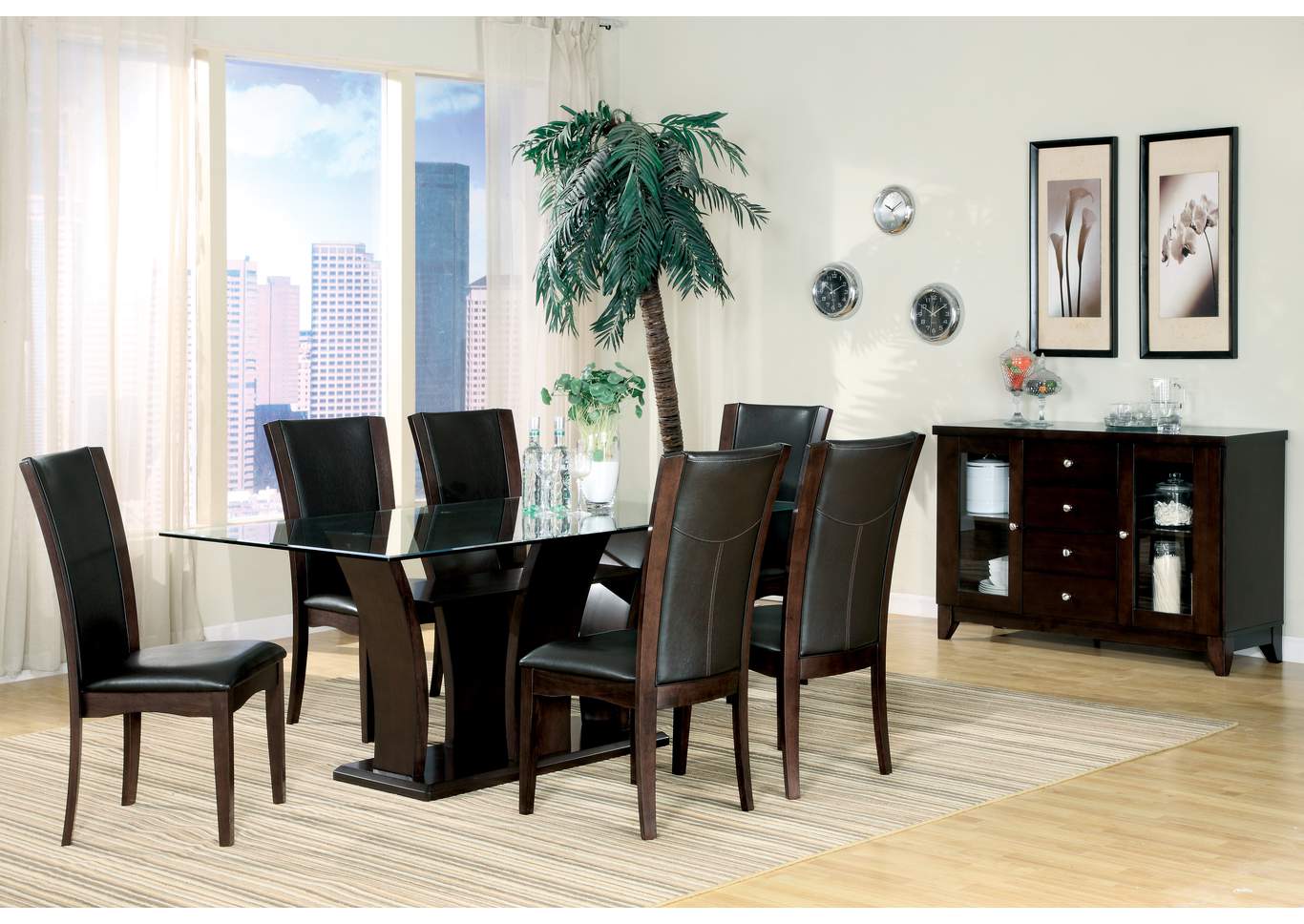 Daisy Black Dining Table Glass Top,Homelegance