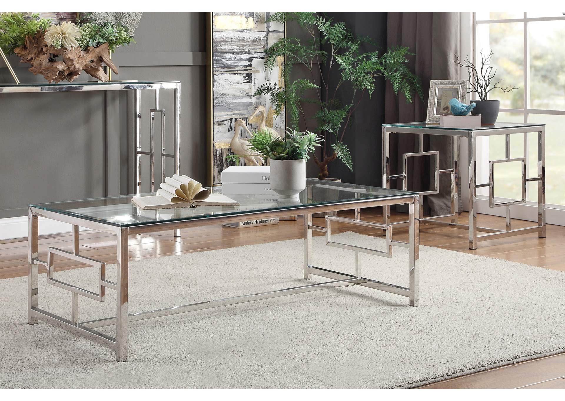 Yesenia Clear Cocktail Table,Homelegance