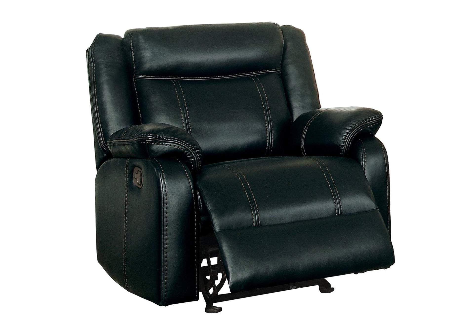 Black Glider Reclining Chair, Black Leather Gel Match,Homelegance