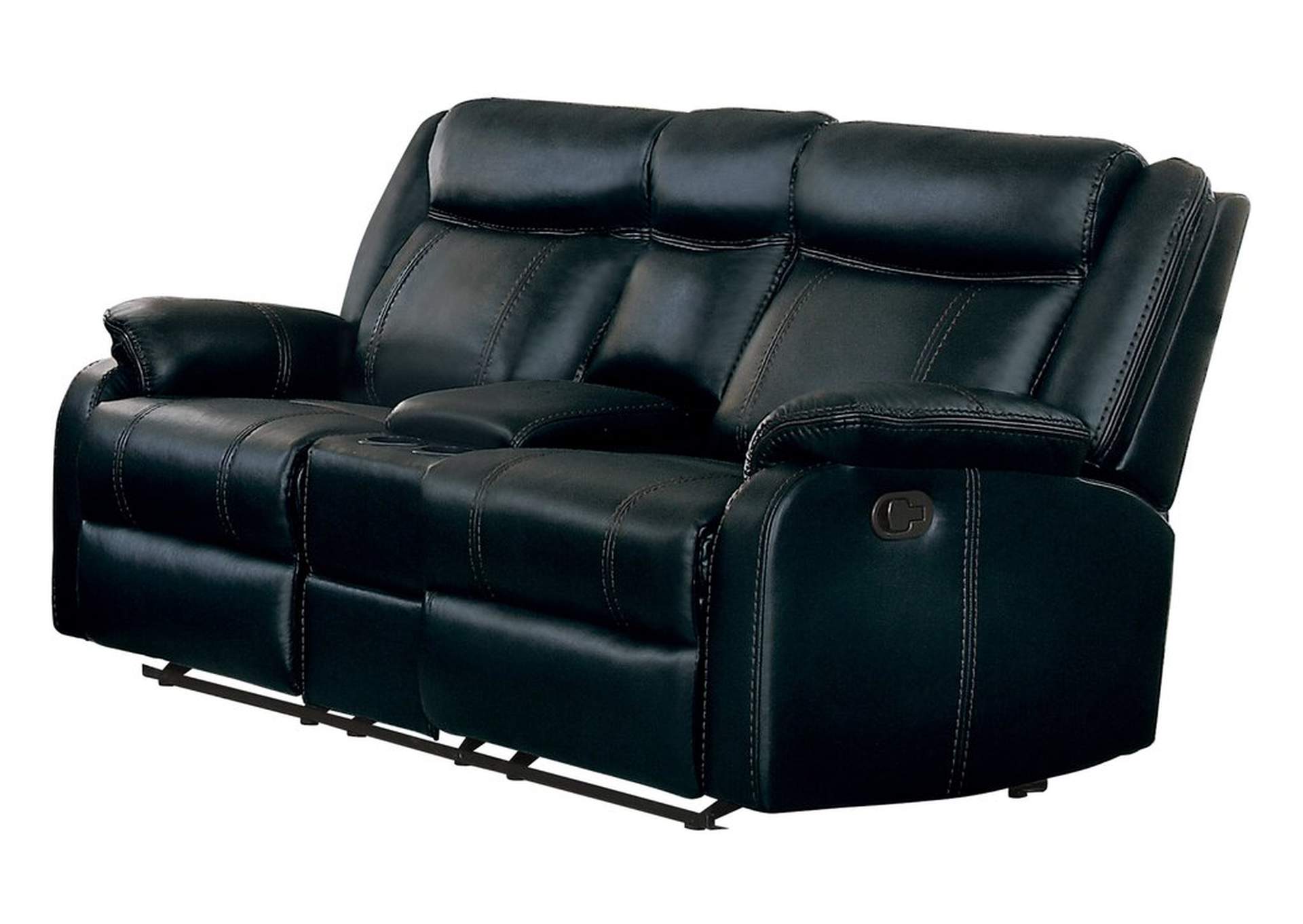 D. Gldr Rclnr Love Seat W/Console,Homelegance