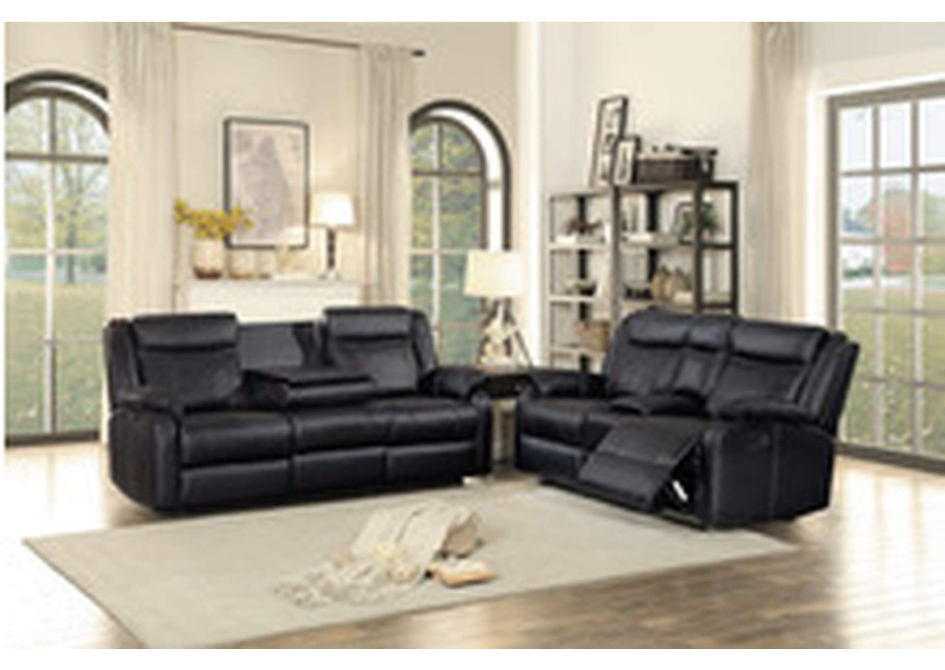 Jude Double Reclining Sofa With Center Drop-Down Cup Holders,Homelegance