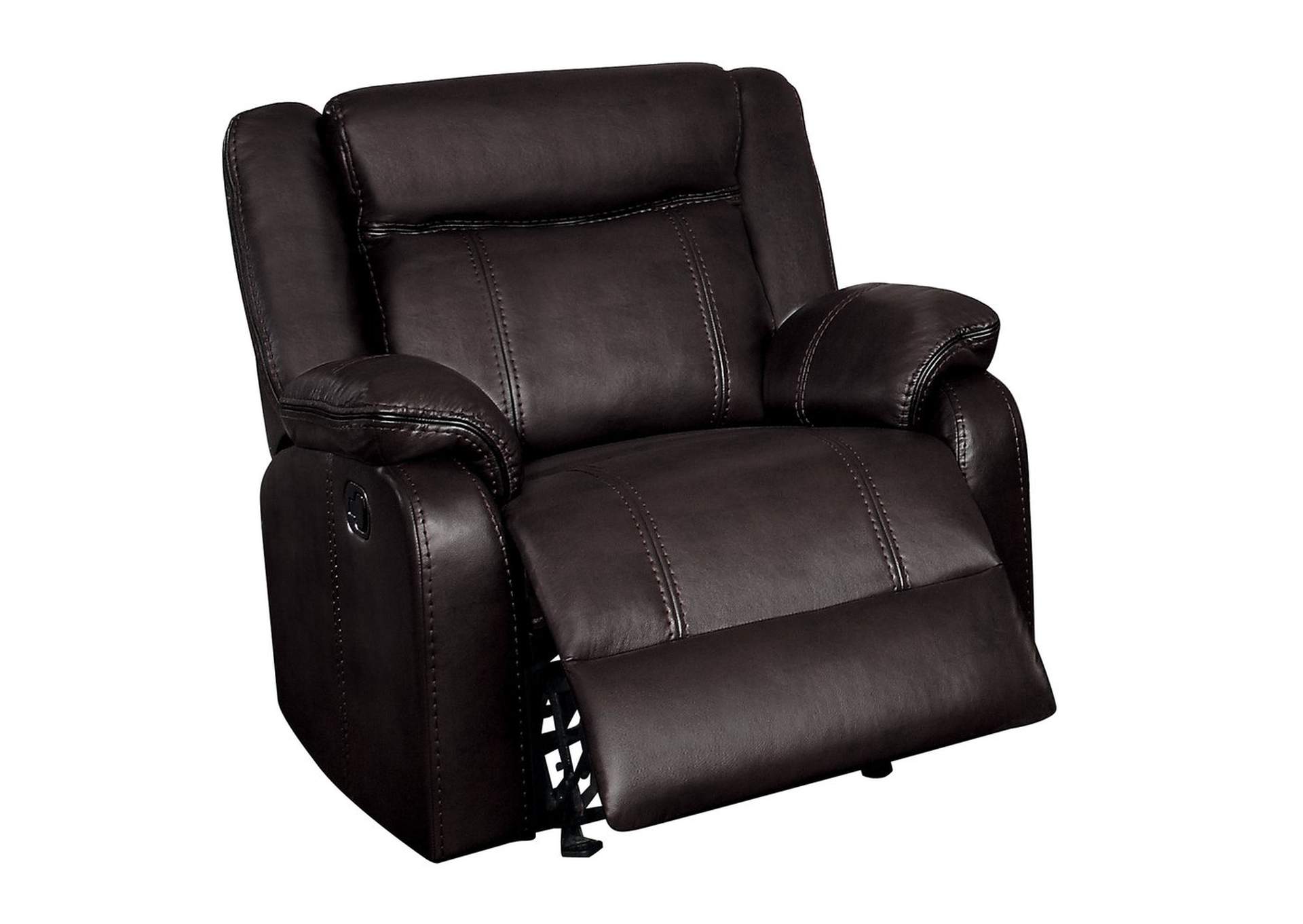 Brown Glider Reclining Chair Leather Gel Match,Homelegance