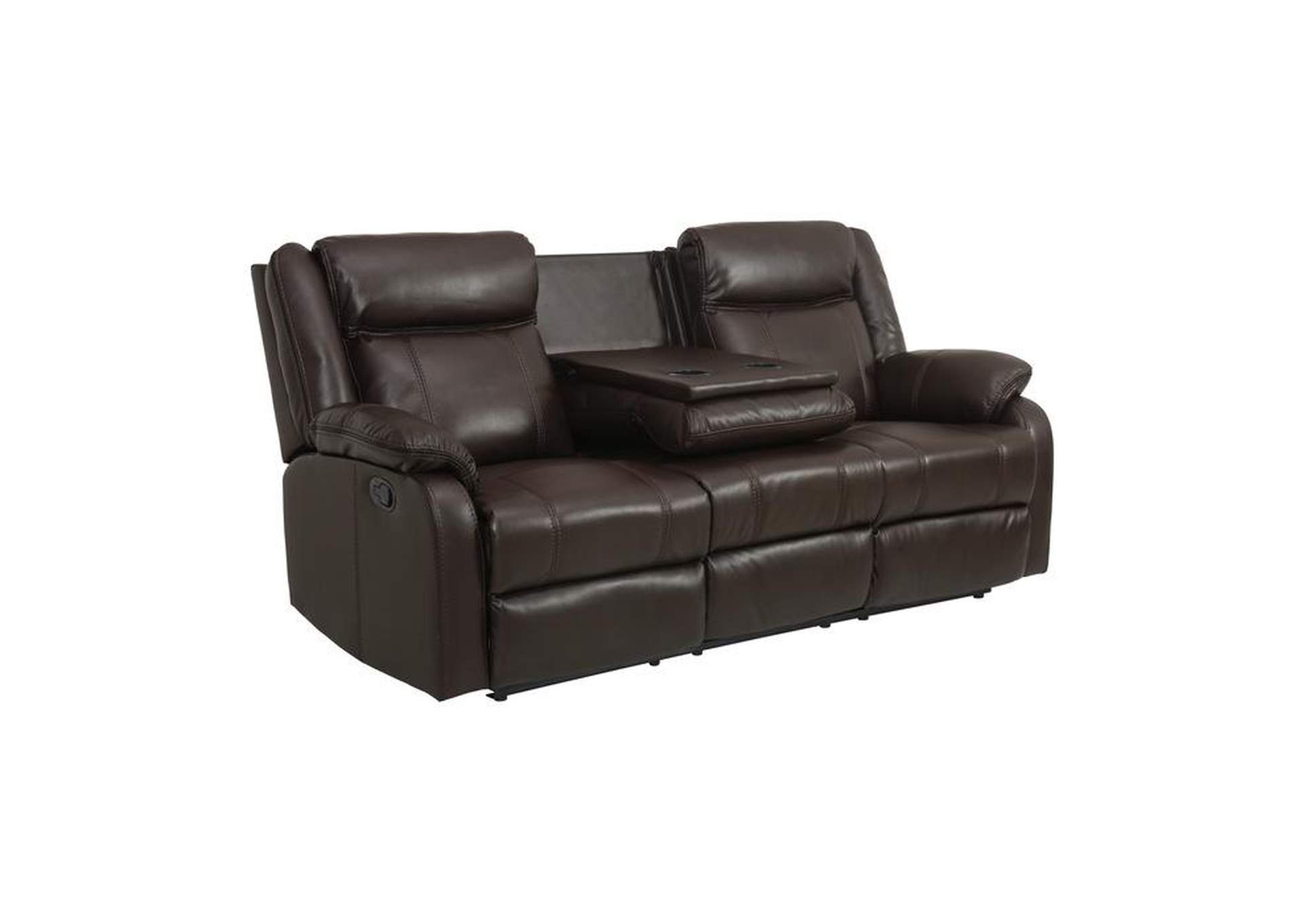 Jude Double Reclining Sofa With Center Drop-Down Cup Holders,Homelegance