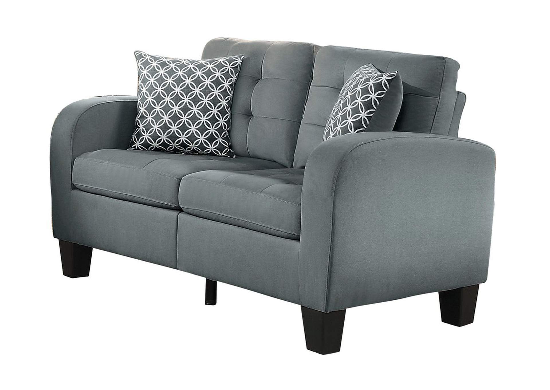 Love Seat, Grey,2 Pillows,Homelegance