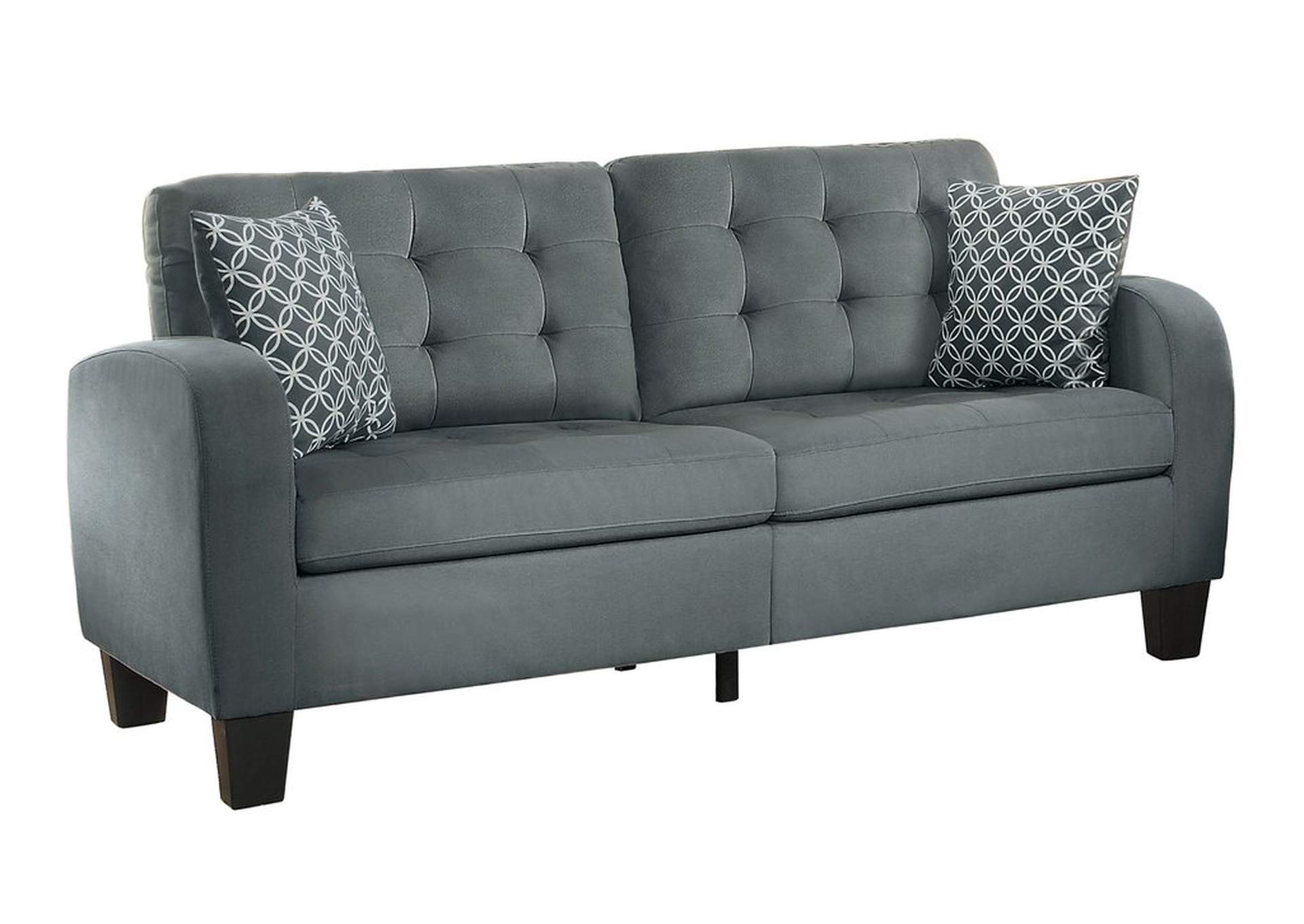 Sofa,Grey, 2 Pillows,Homelegance