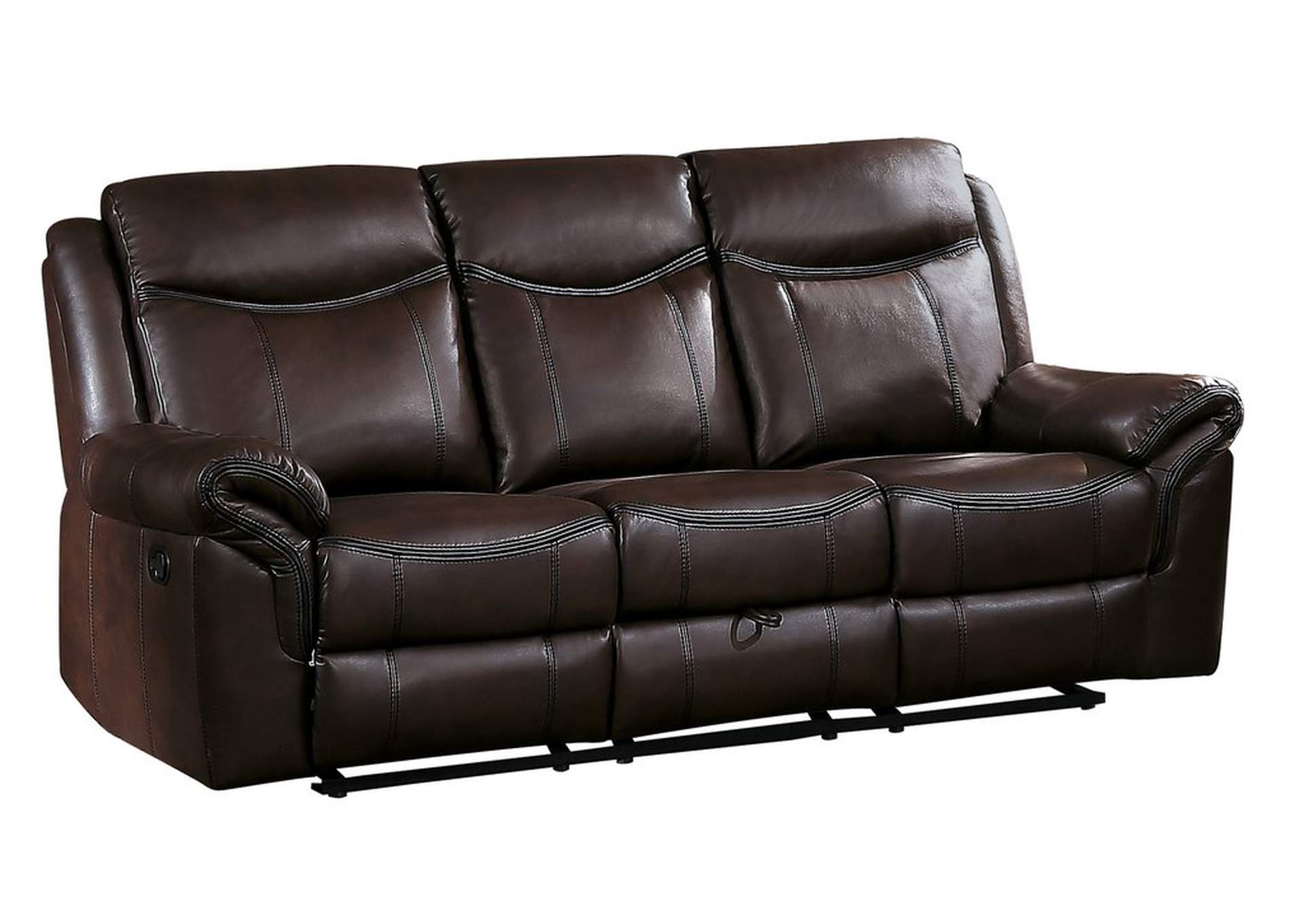 Brown D. Rclnr Sofa W/ Drop Down Cup Holders,Homelegance