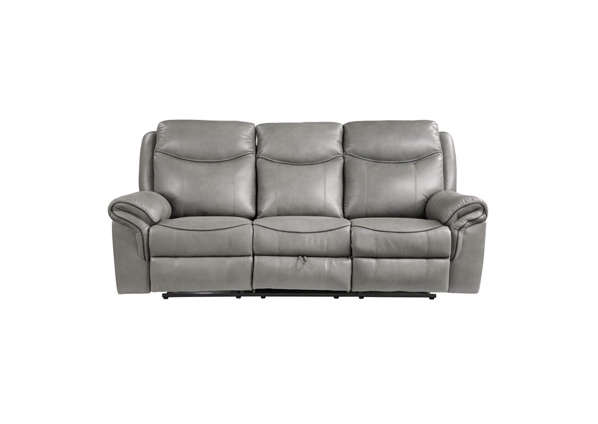 Aram Double Reclining Sofa with Center Drop-Down Cup Holders, Receptacles, Hidden Drawer and USB Ports,Homelegance