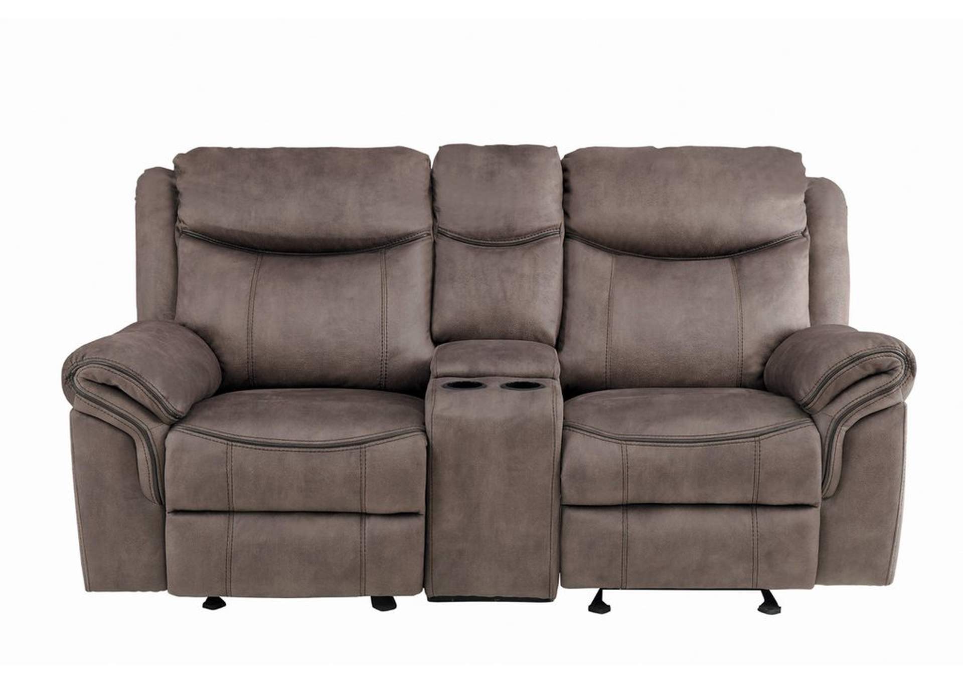 D. Gldr Rclnr Love Seat W/Console & Rece,Homelegance