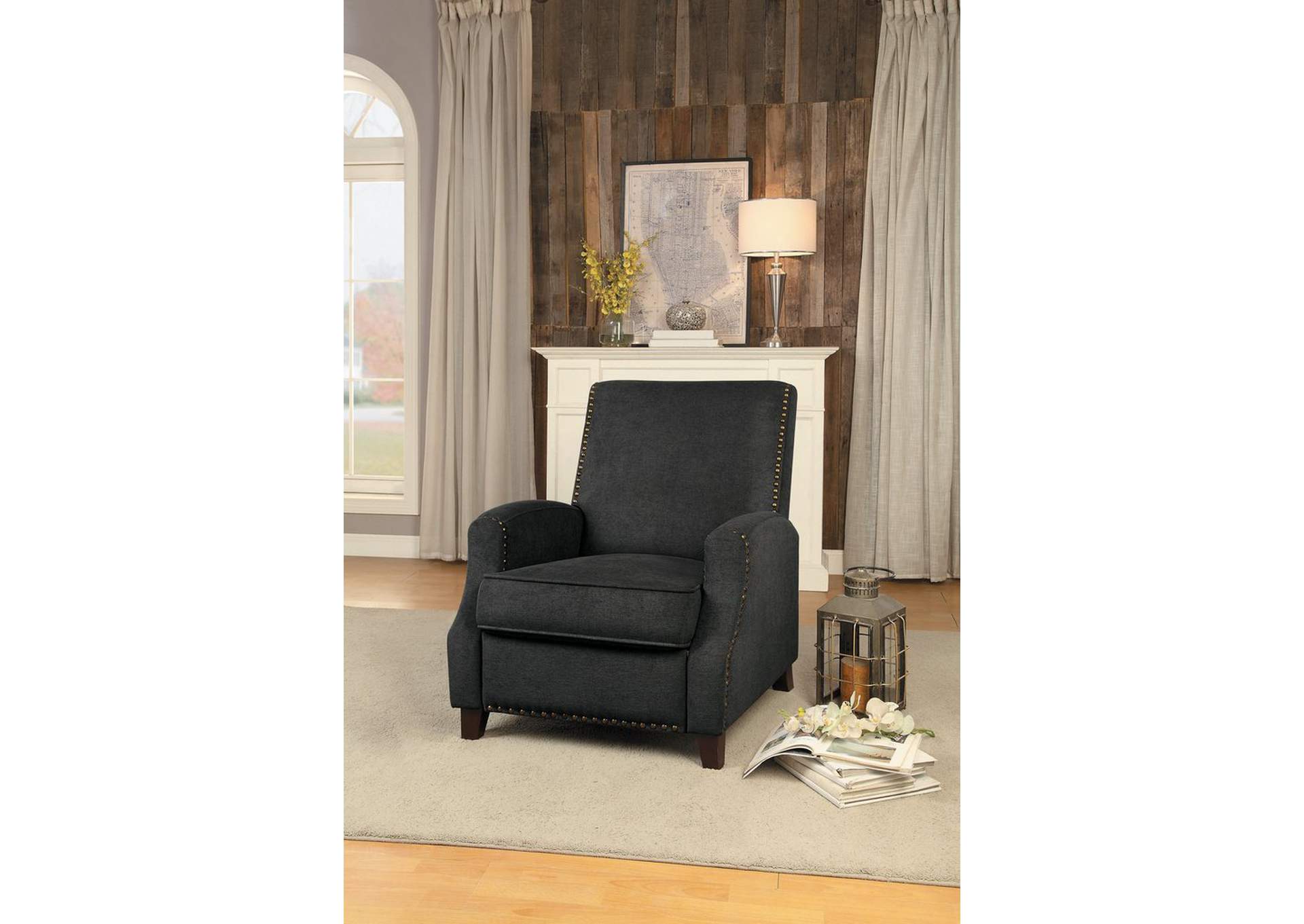 Gray Push Back Reclining Chair, Fabric,Homelegance
