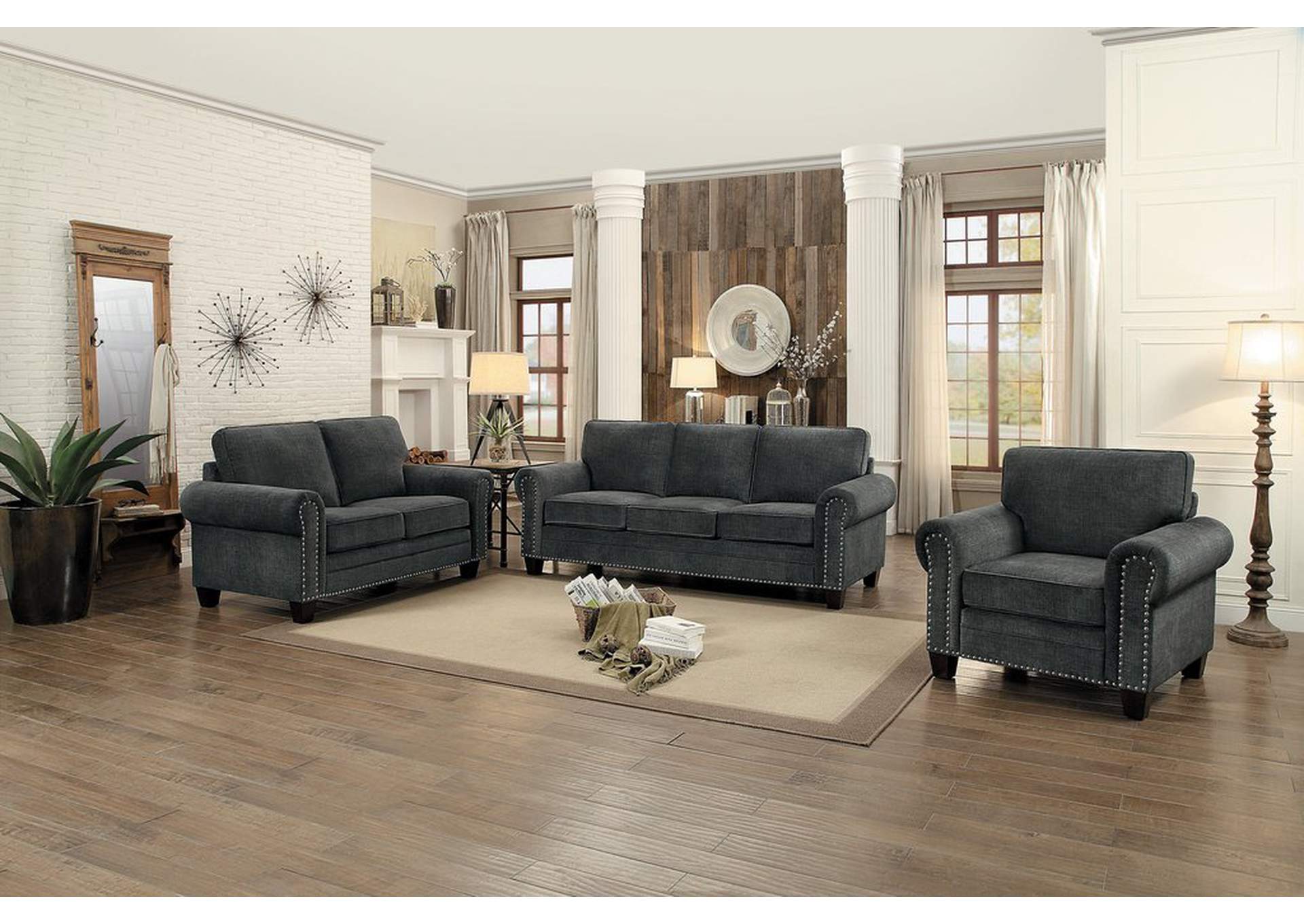 Dark Grey Chair, Fabric,Homelegance