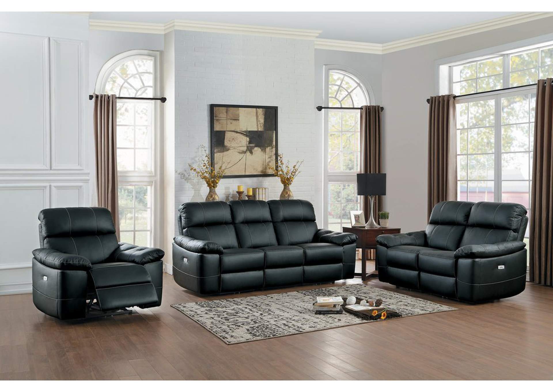 Black 1/2 Power Rsf Reclining Chair, Black All Le,Homelegance