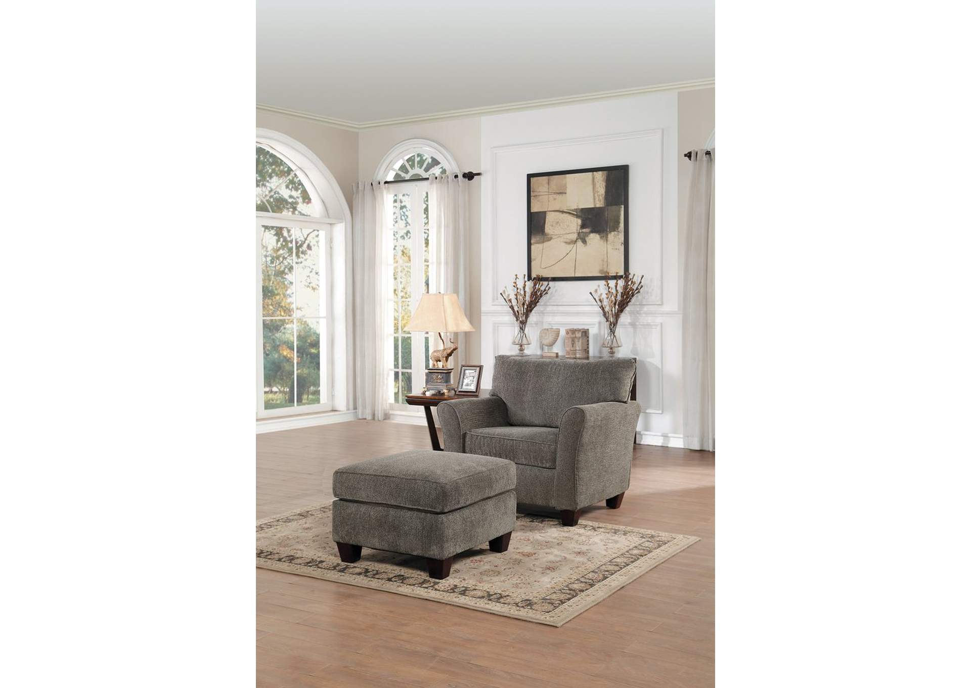 Chair, Dark Grey 100% Polyester,Homelegance