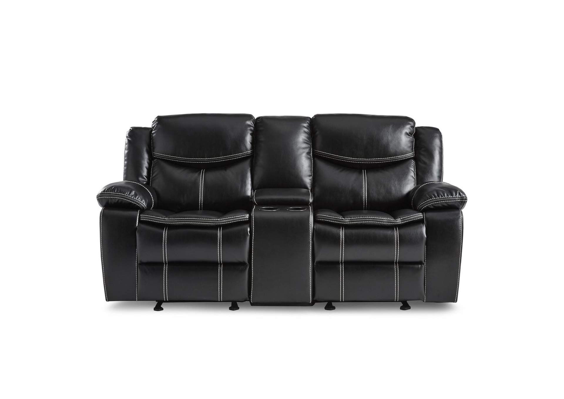 D. Gldr Rclnr Love Seat W/Console,Homelegance