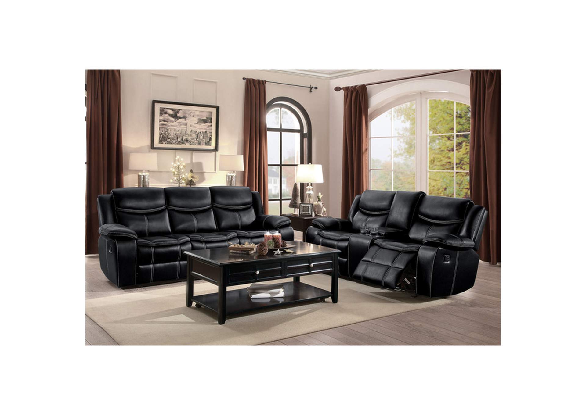 Bastrop Double Glider Reclining Love Seat with Center Console,Homelegance