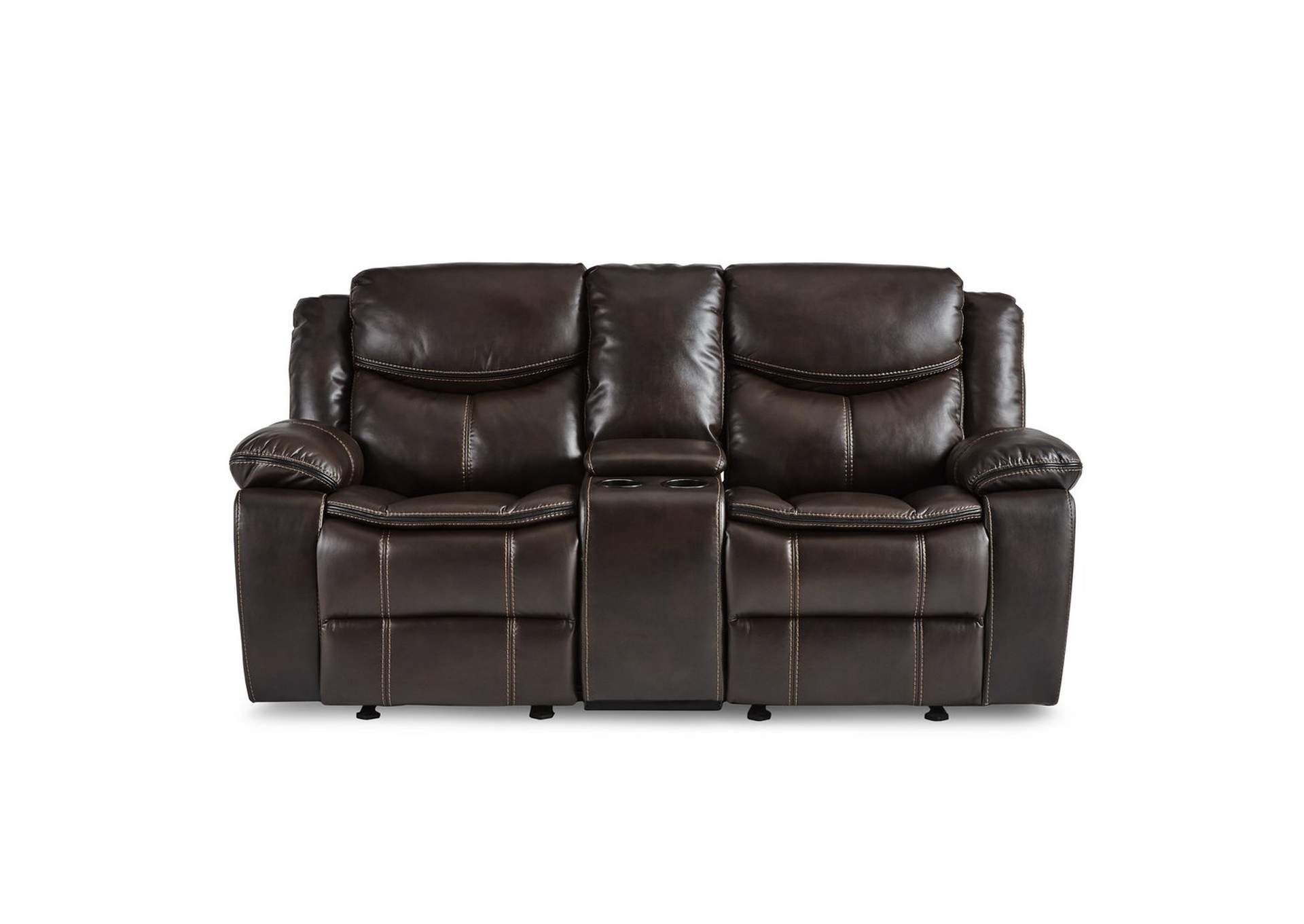 Brown D. Gldr Rclnr Love Seat W/Console,Homelegance