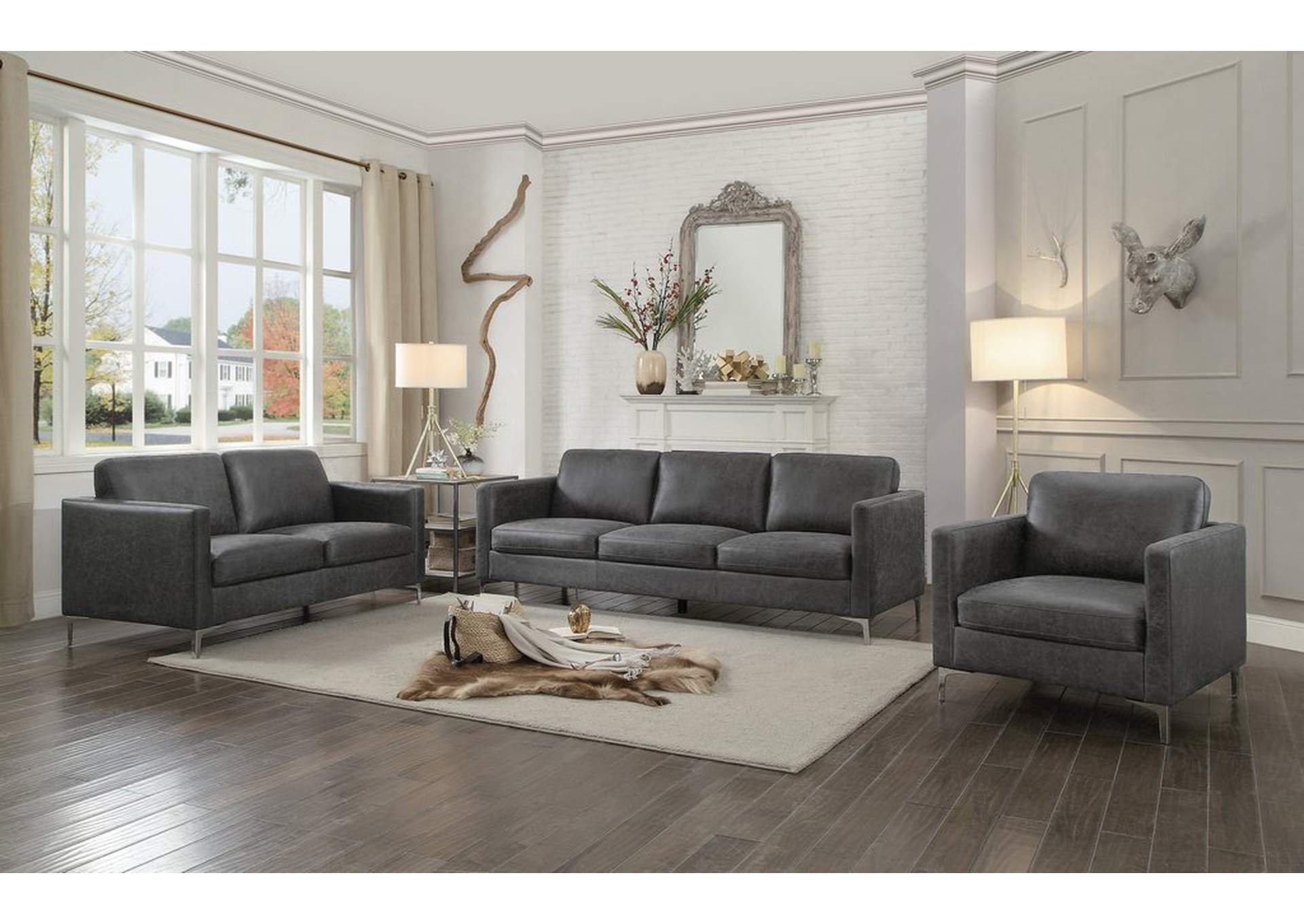 Gray Chair 100% Polyester,Homelegance