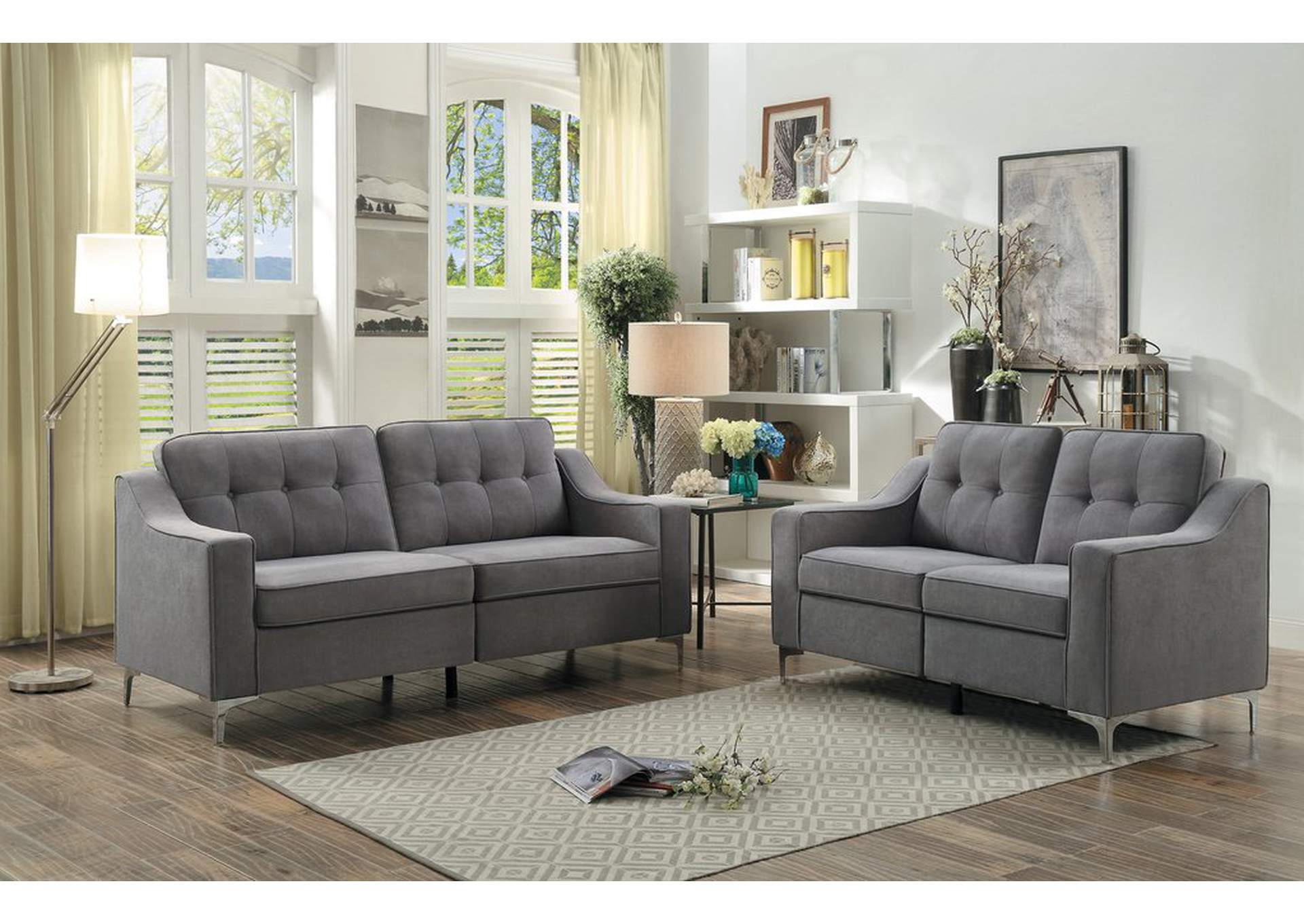 Love Seat, Gray Fabric,Homelegance