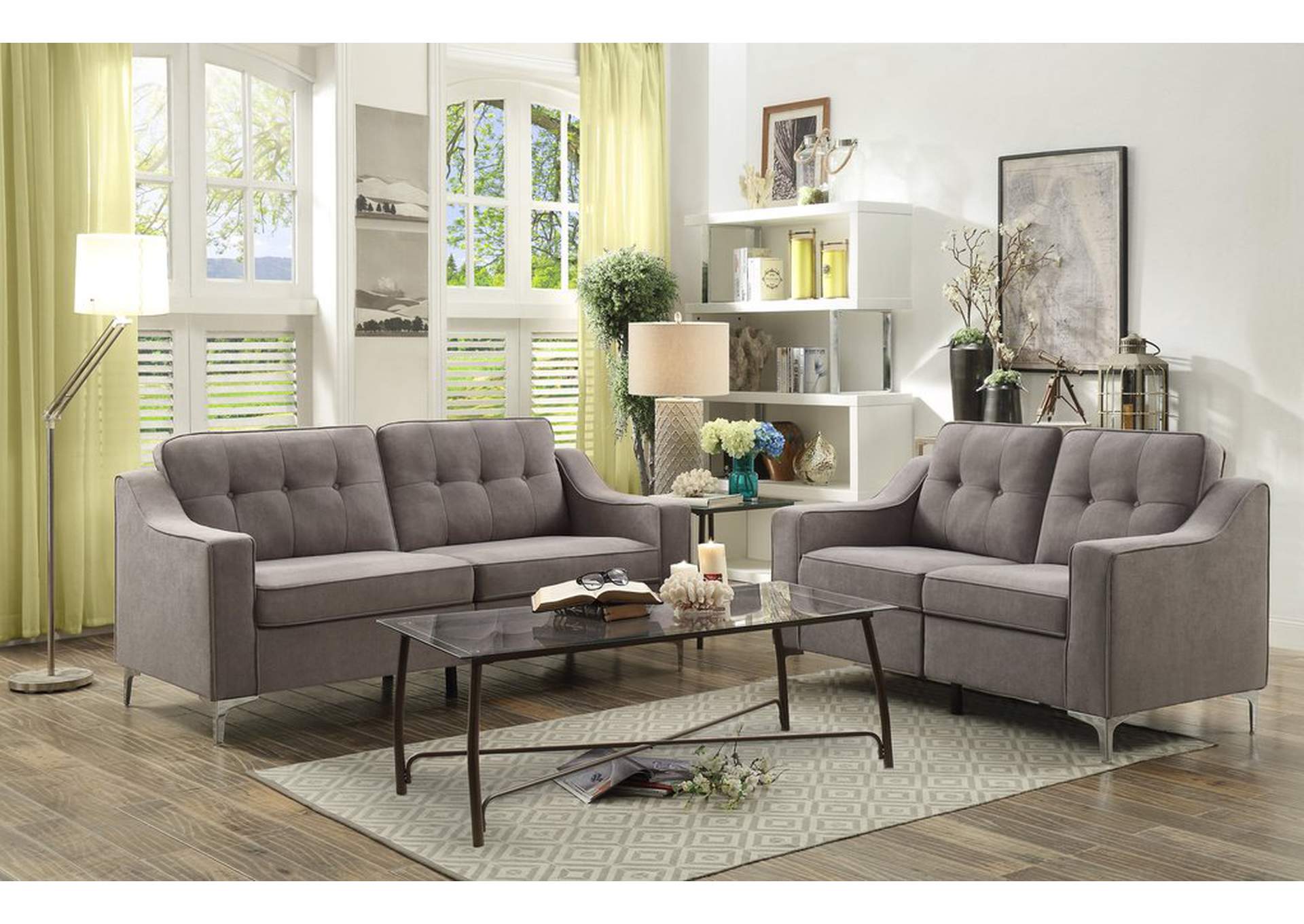 Sofa, Gray Fabric,Homelegance