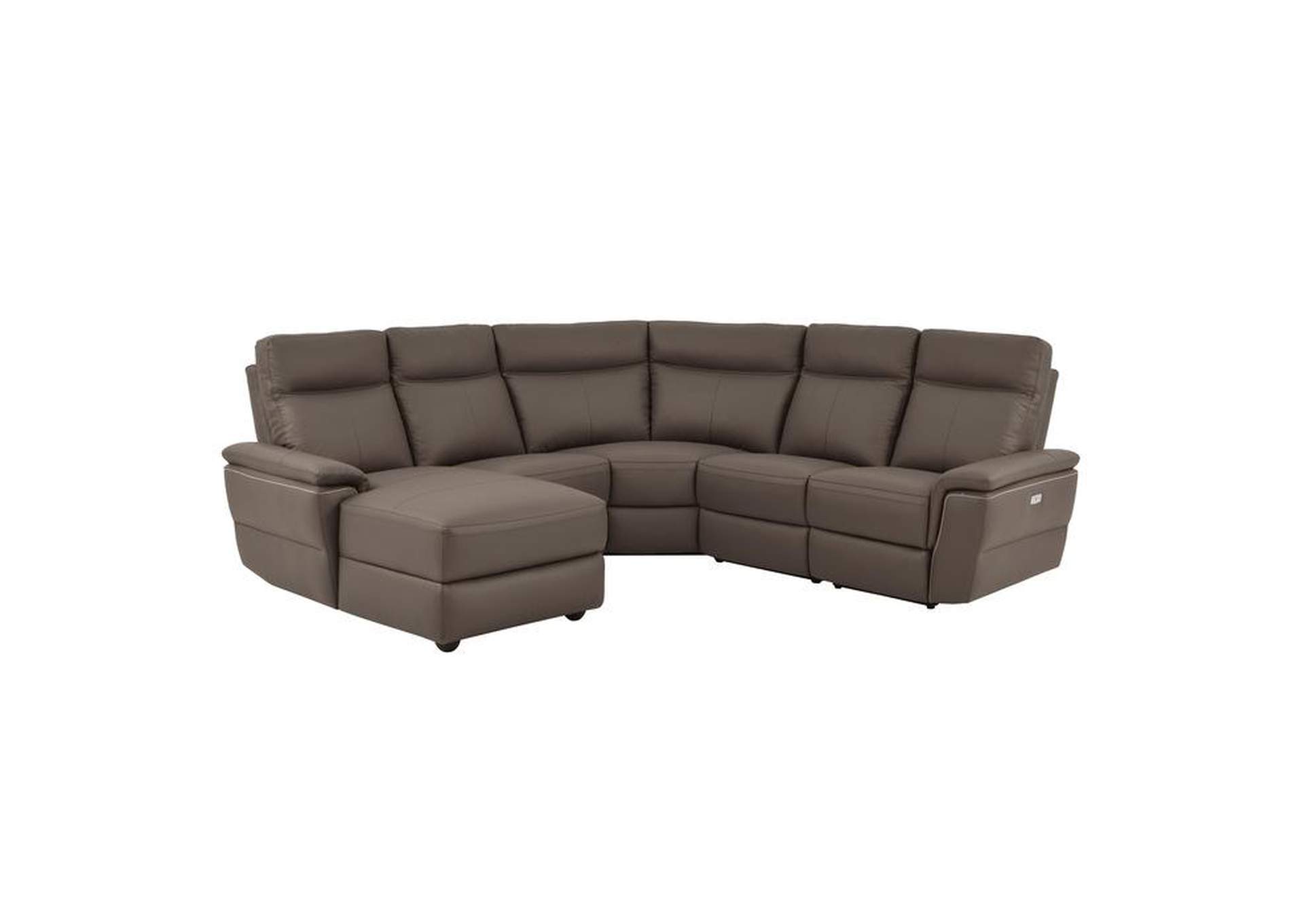 Olympia 5 Piece Modular Power Reclining Sectional With Left Chaise,Homelegance