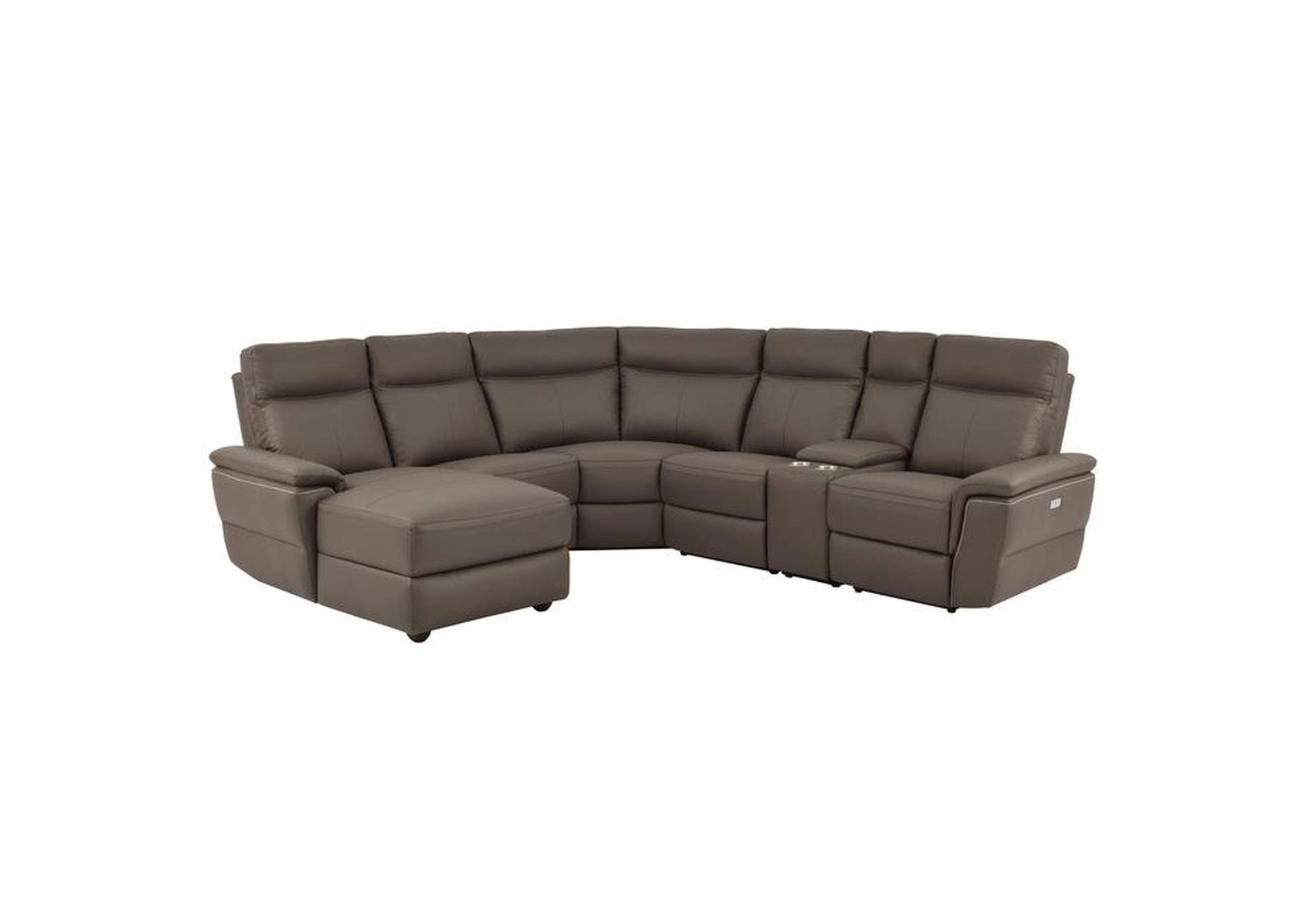 Olympia 6-Piece Modular Power Reclining Sectional With Left Chaise,Homelegance