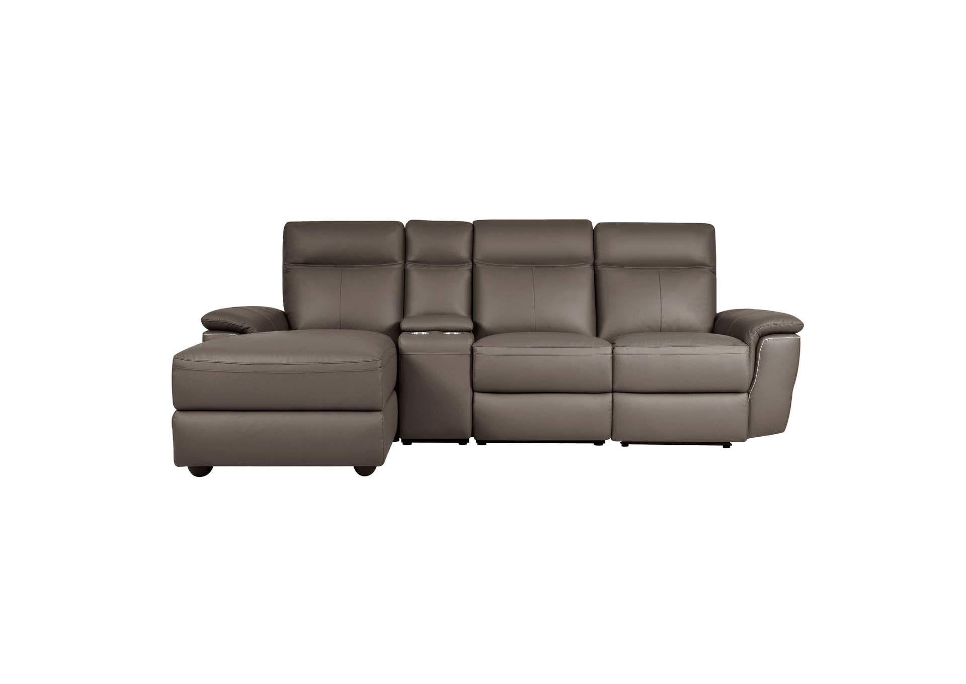 Olympia Brown 4-Piece Modular Power Reclining Sectional W/ Left Chaise,Homelegance