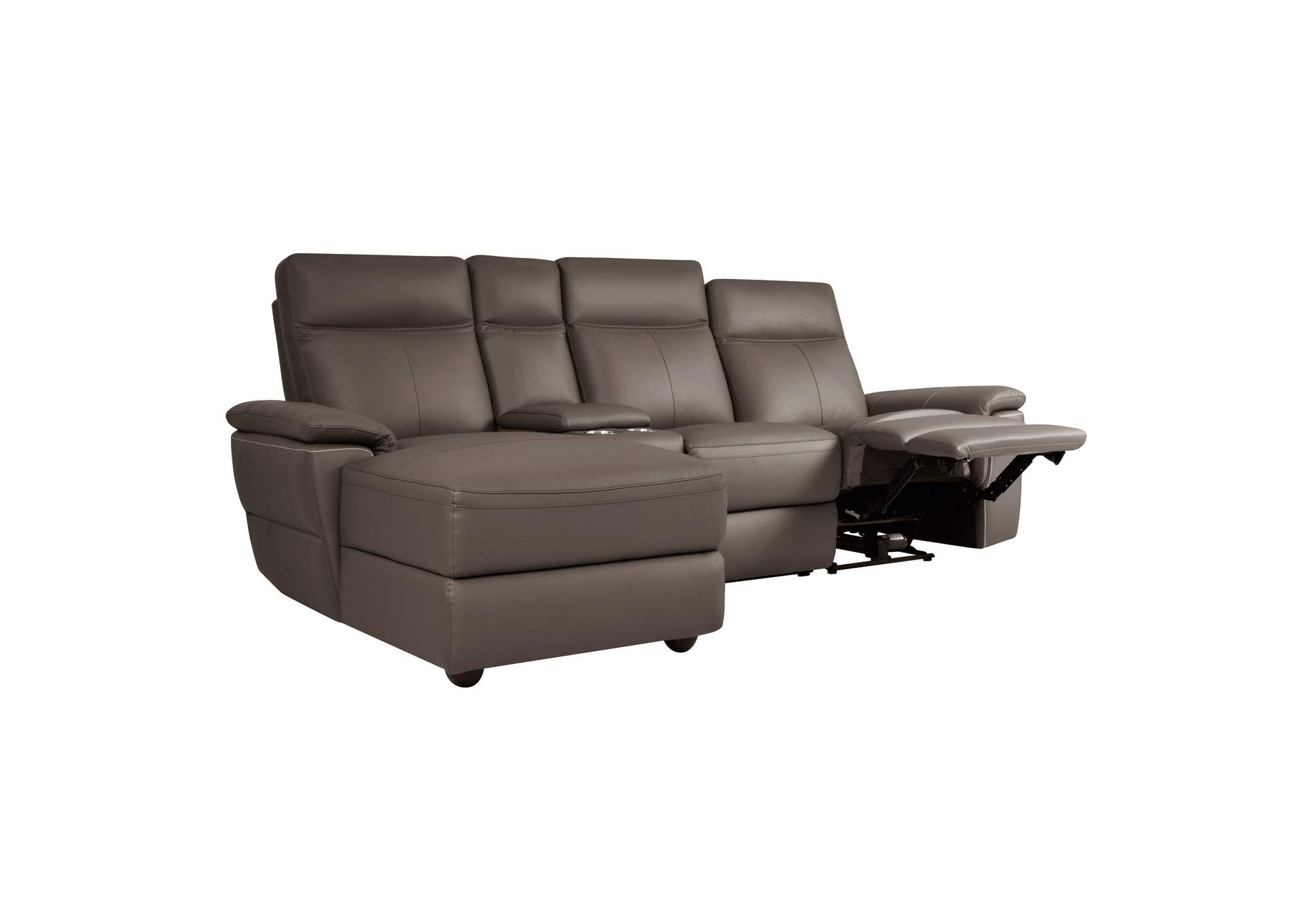 Olympia Brown 4-Piece Modular Power Reclining Sectional W/ Left Chaise,Homelegance