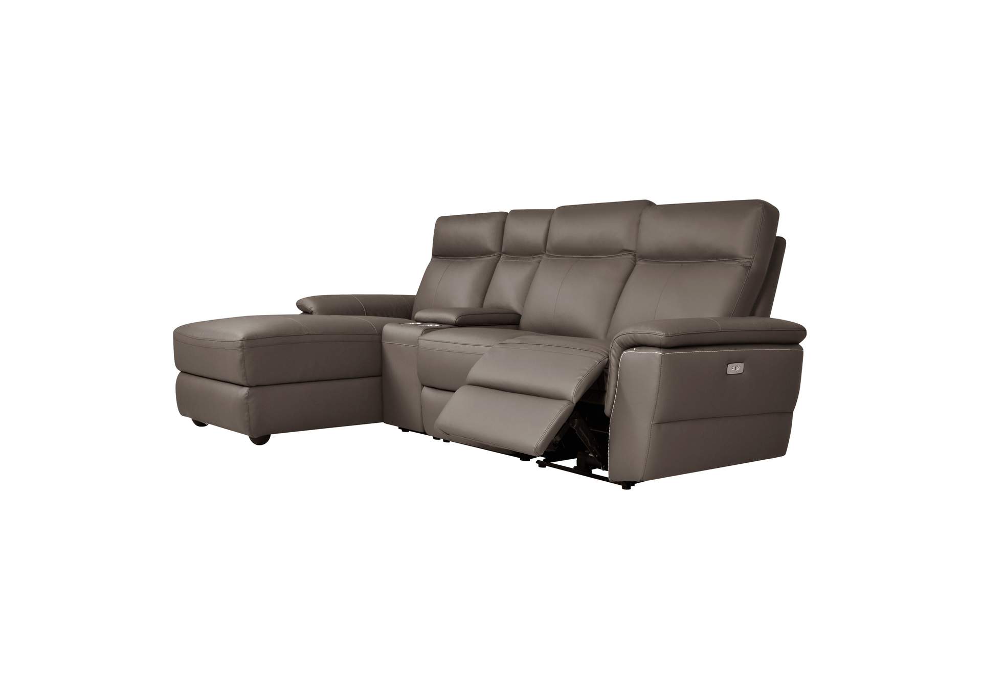 Olympia Brown 4-Piece Modular Power Reclining Sectional W/ Left Chaise,Homelegance