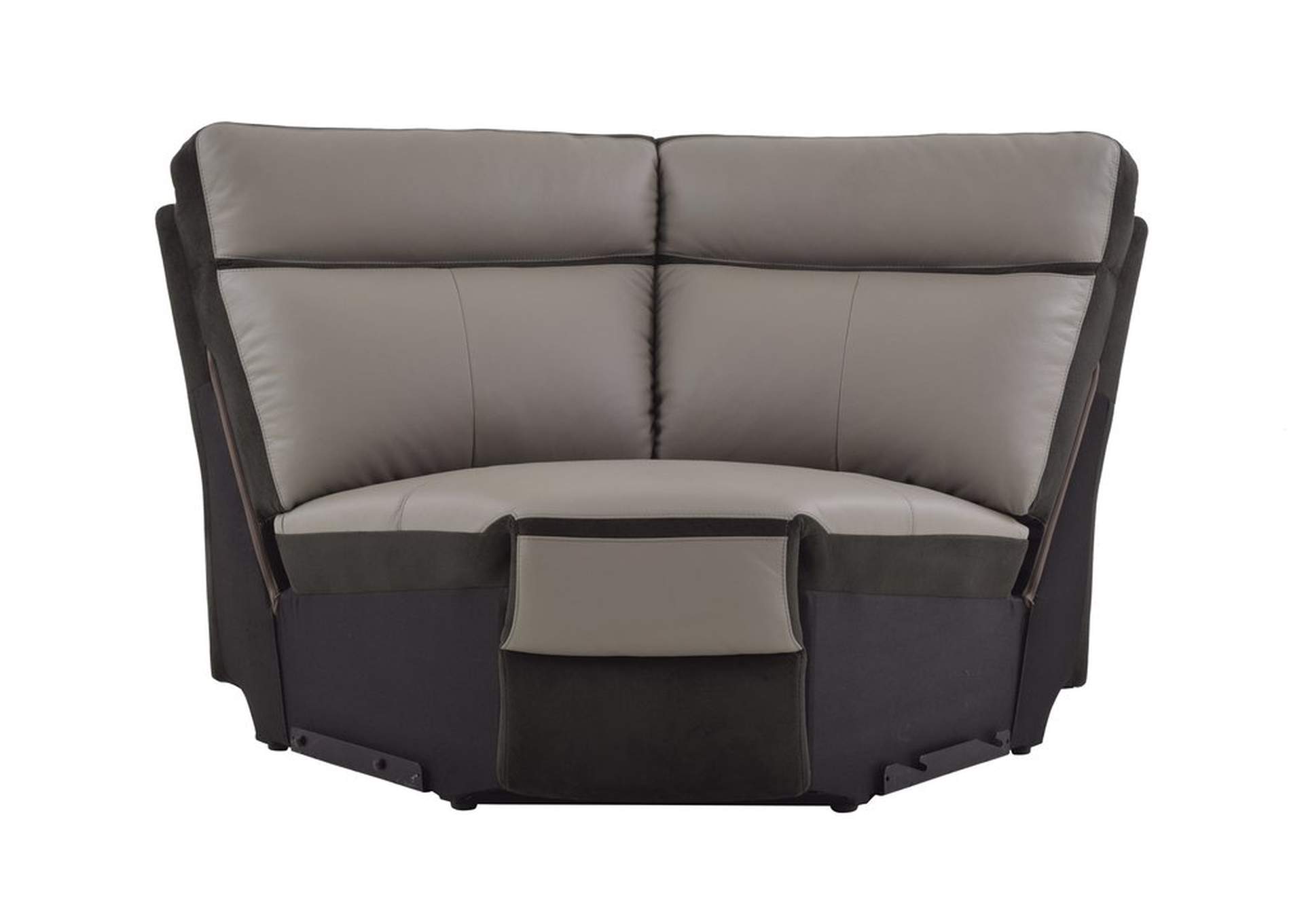 (3/5)Sectional Corner,Top Grain Leather&Fabric,Homelegance