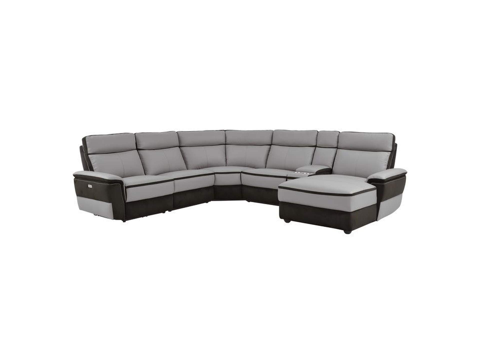 Laertes 6-Piece Modular Power Reclining Sectional With Right Chaise,Homelegance