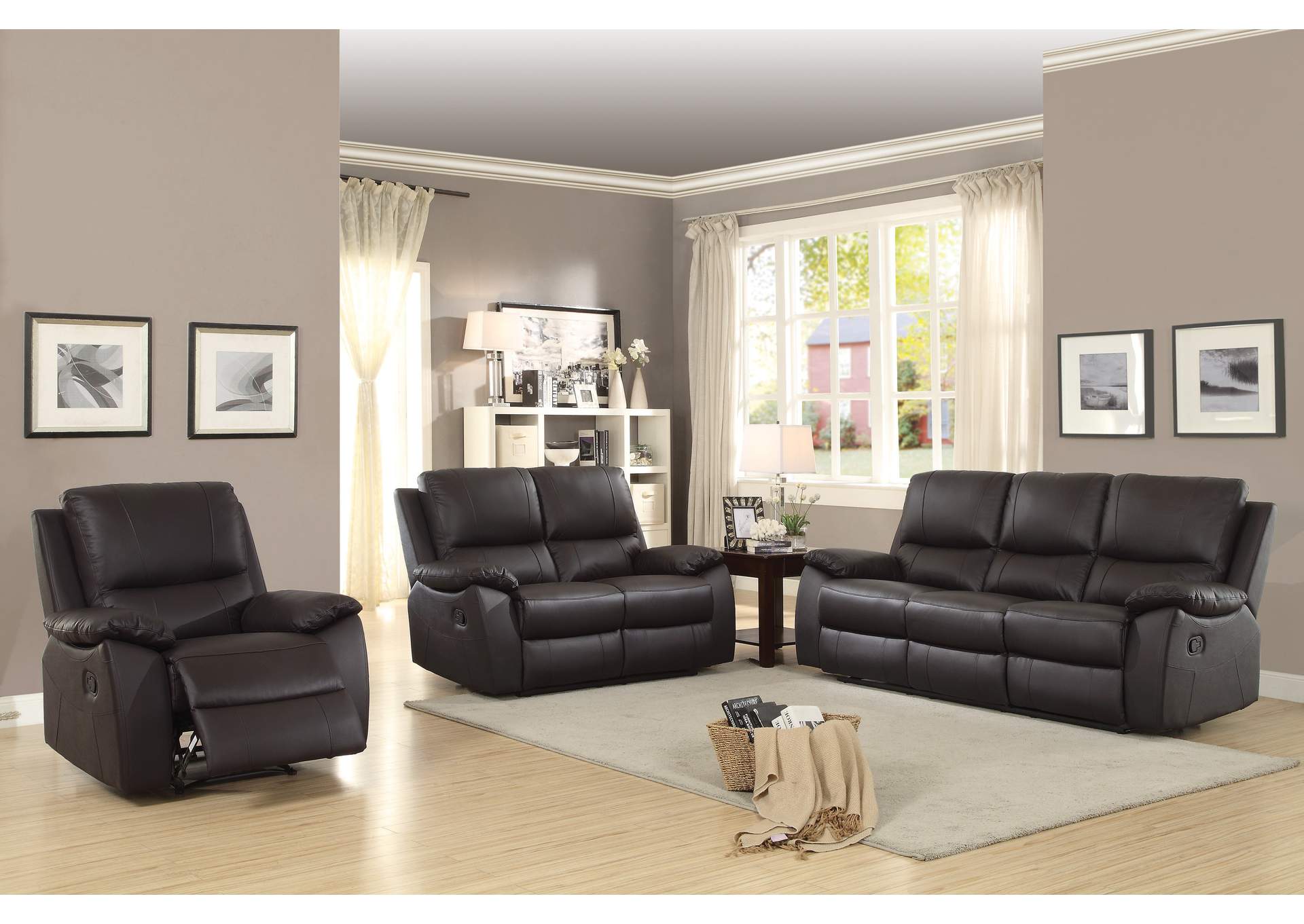 Brown Double Reclining Love Seat,Homelegance