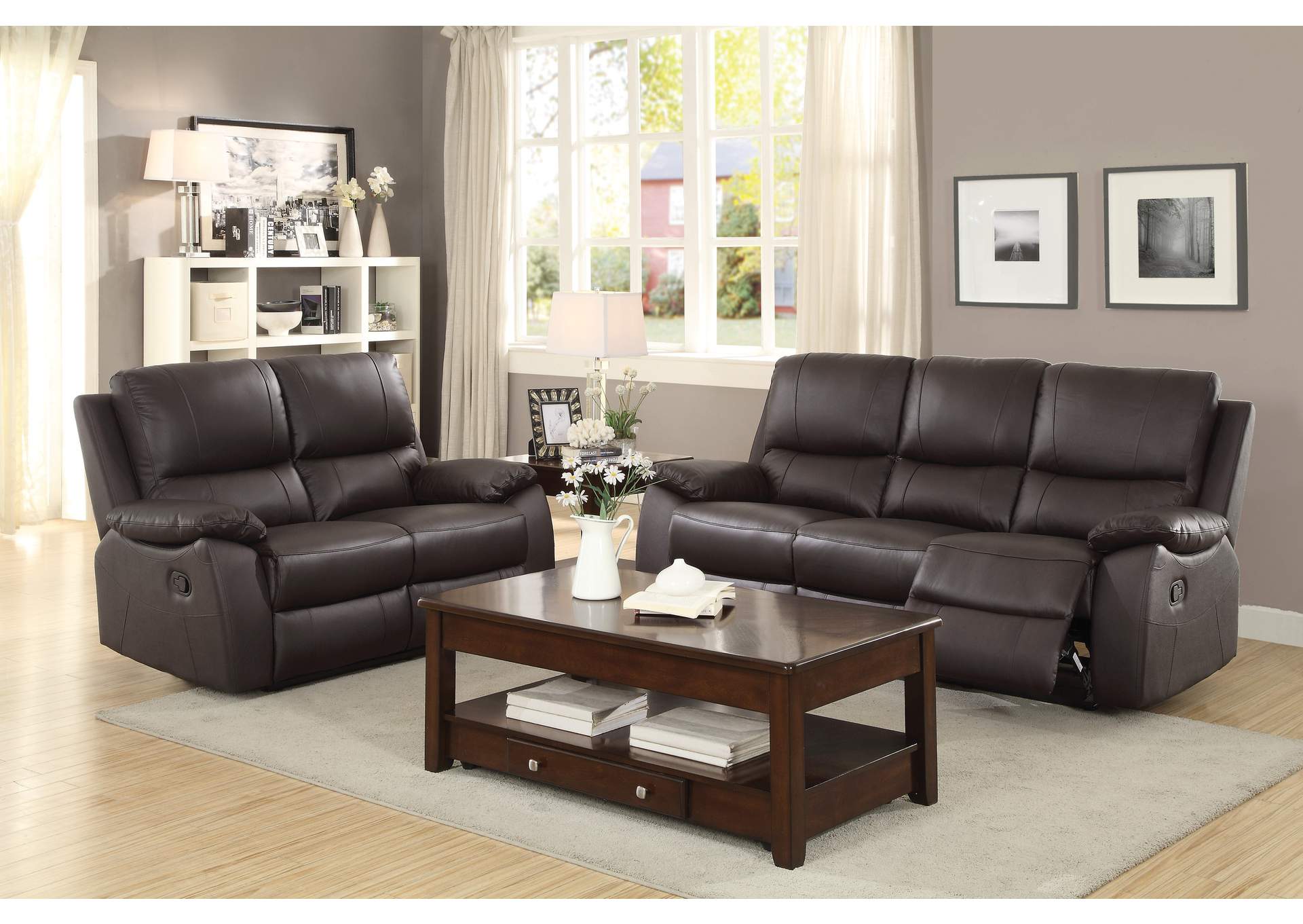 Brown Double Reclining Love Seat,Homelegance